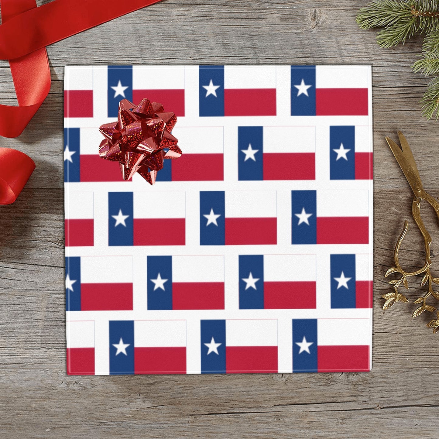 Texas Flag Inspired Pattern Custom Gift Wrapping Paper 58"x 22.5" (4 Rolls)