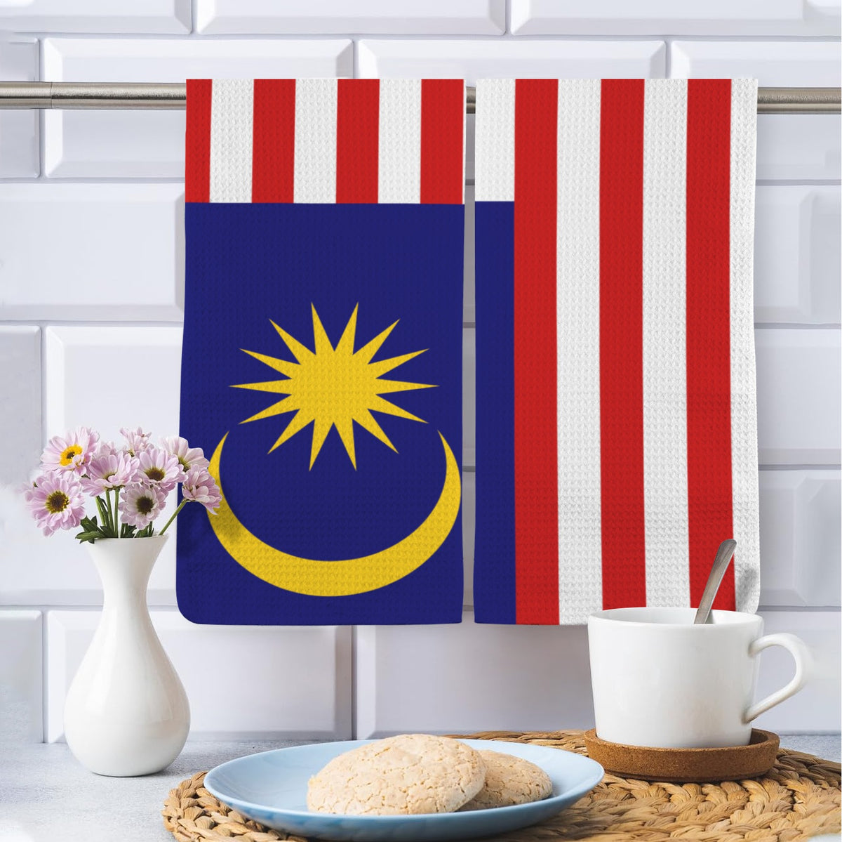 Malaysia Flag Inspired Kitchen Towel 40X60cm (Pack of 2) | Printed In the USA