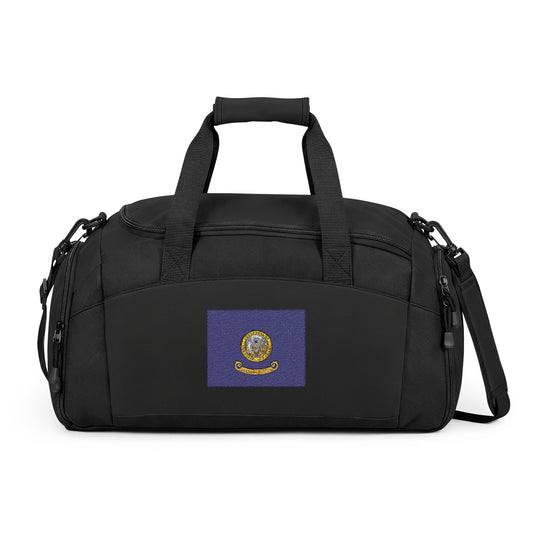 Idaho Flag Gym Bag — Black Duffle with Embroidered Idaho Flag