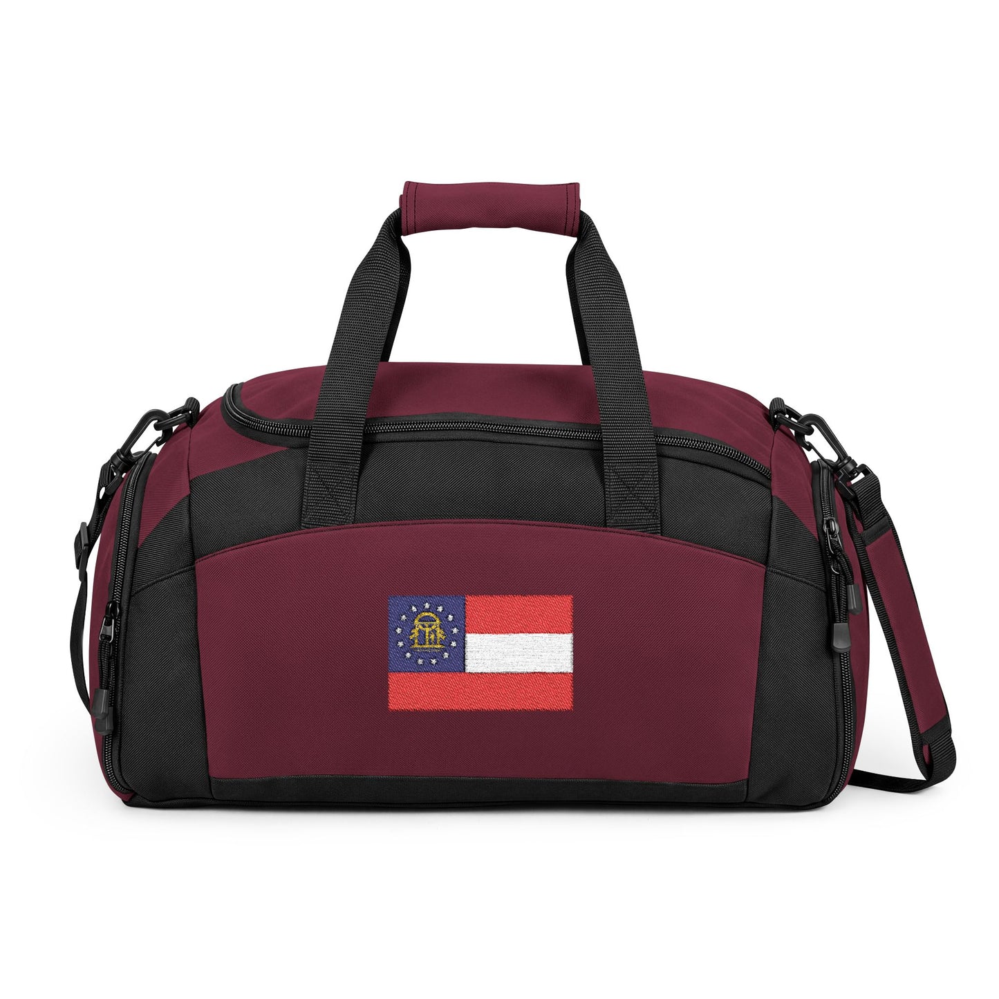 Georgia State Flag Gym Bag — Black Duffle with Embroidered Georgia State Flag