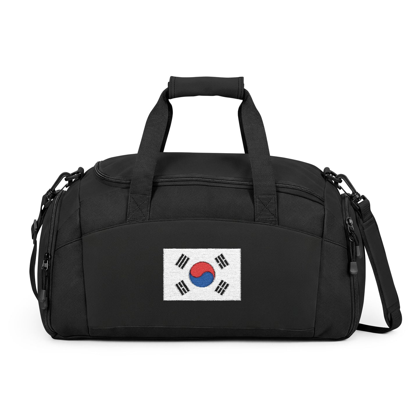 South Korea Flag Gym Bag — Black Duffle with Embroidered South Korea Flag