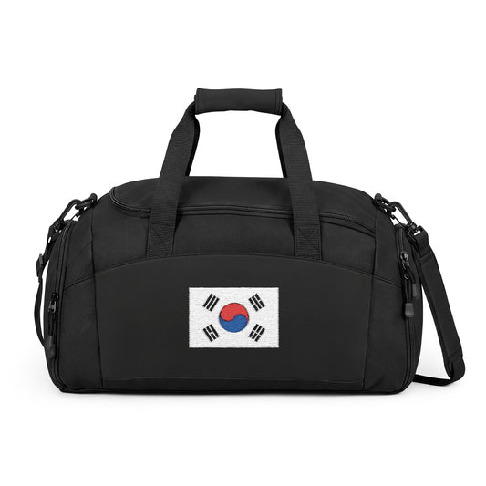 South Korea Flag Gym Bag — Black Duffle with Embroidered South Korea Flag