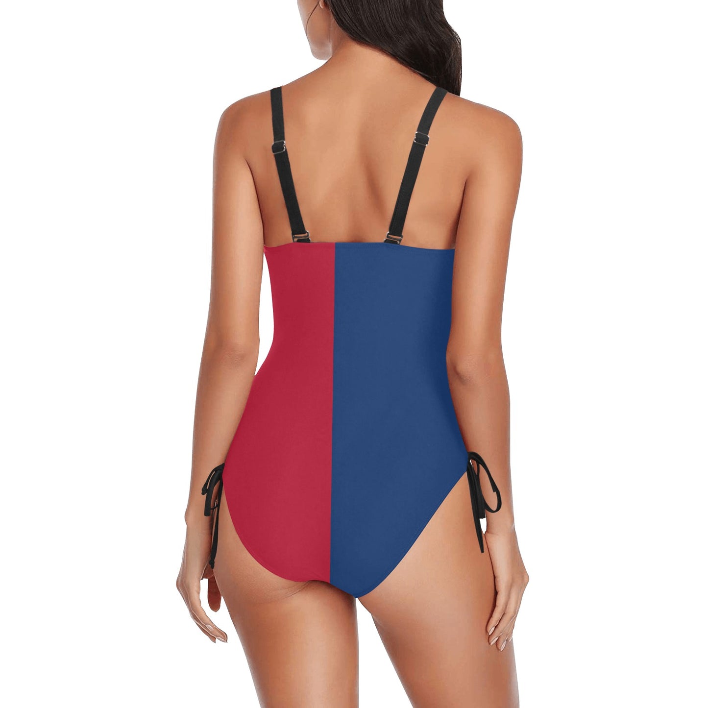 Texas Flag Inspired Drawstring Side One-Piece Swimsuit
