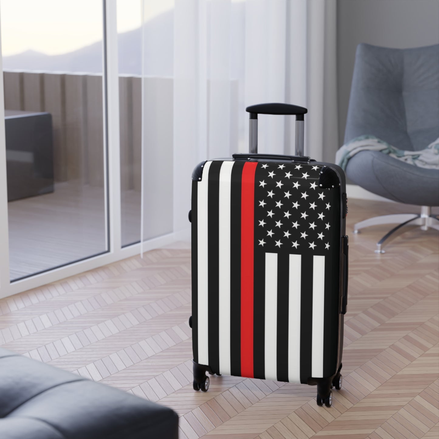 Thin Red Line Flag Suitcase