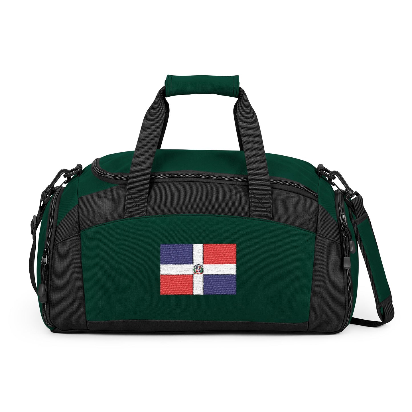 Dominican Republic Flag Gym Bag — Black Duffle with Embroidered Dominican Republic Flag
