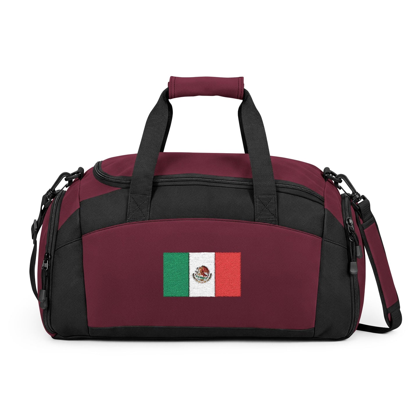 Mexico Flag Gym Bag — Black Duffle with Embroidered Mexico Flag