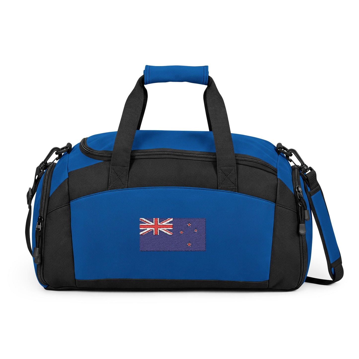 New Zealand Flag Gym Bag — Black Duffle with Embroidered New Zealand Flag