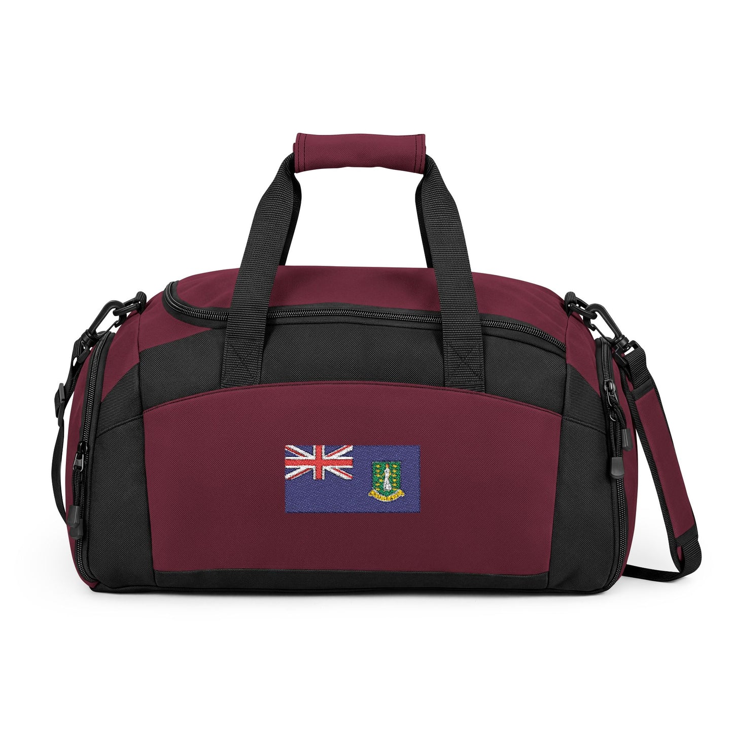 Virgin Islands (British) Flag Gym Bag — Black Duffle with Embroidered Virgin Islands (British) Flag