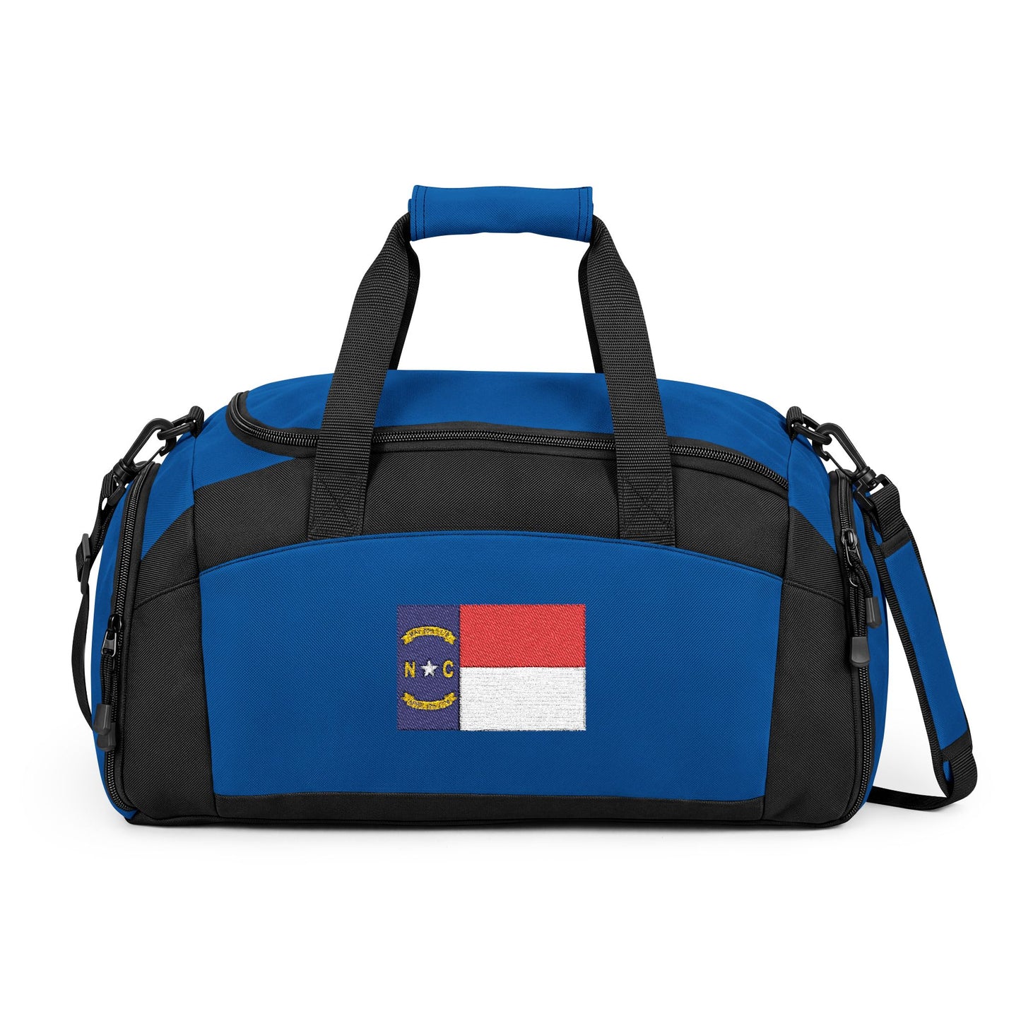 North Carolina Flag Gym Bag — Black Duffle with Embroidered North Carolina Flag
