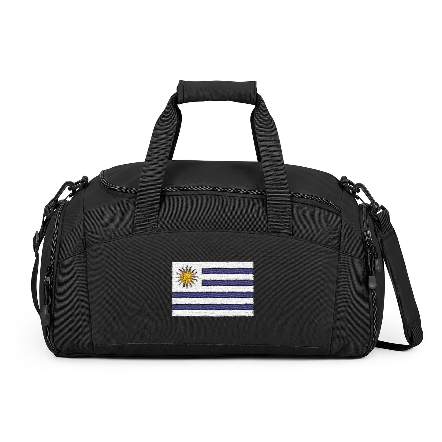 Uruguay Flag Gym Bag — Black Duffle with Embroidered Uruguay Flag