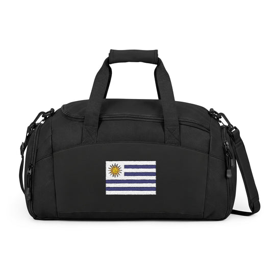 Uruguay Flag Gym Bag — Black Duffle with Embroidered Uruguay Flag