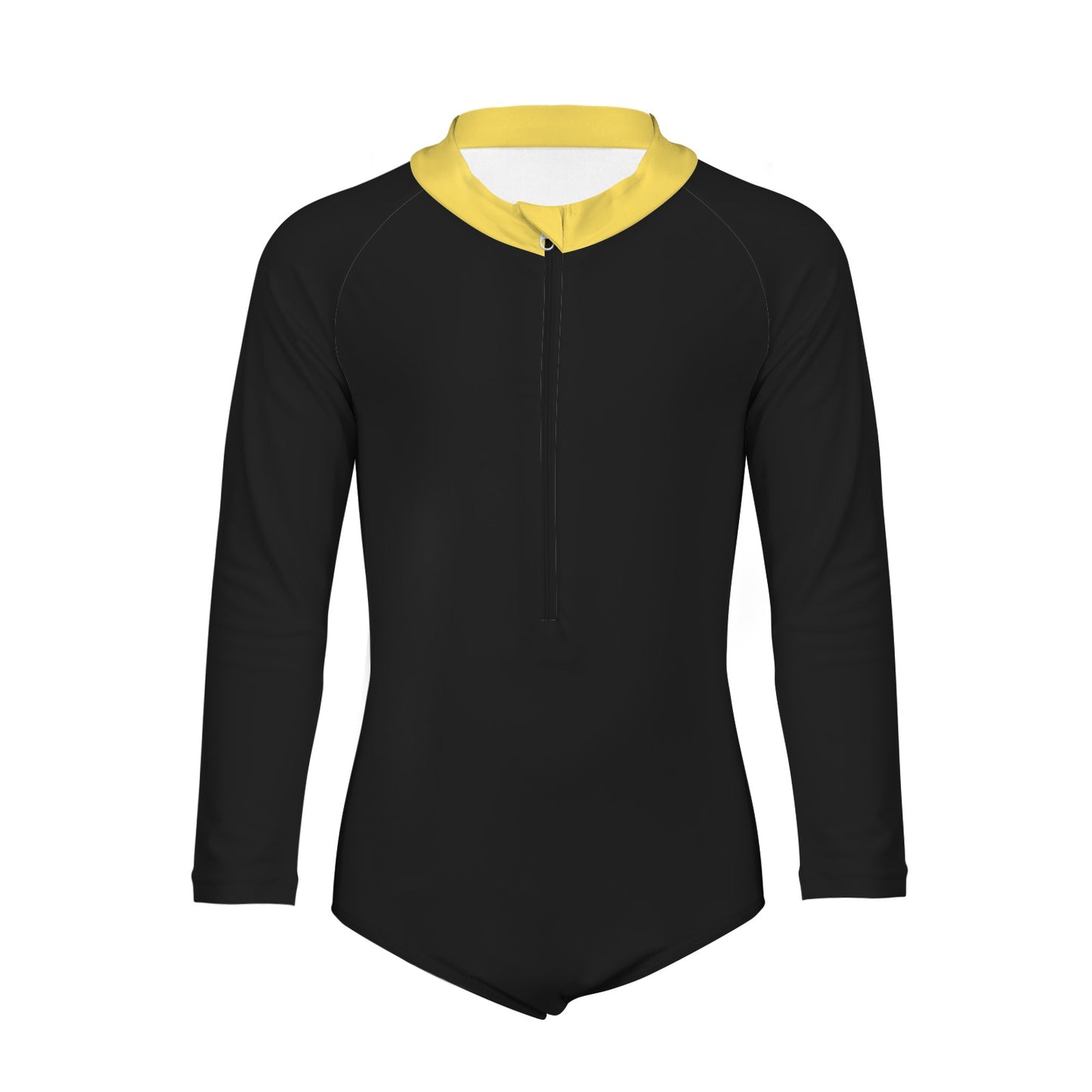 Thin Gold Line Flag Inspired Big Girls' Long Sleeve One-Piece Swimsuit