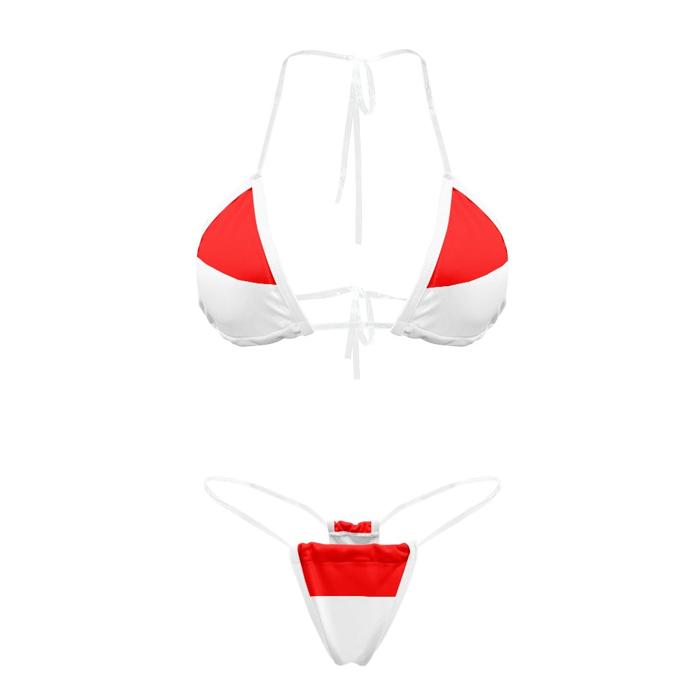 Indonesia Flag Inspired Transparent String Bikini