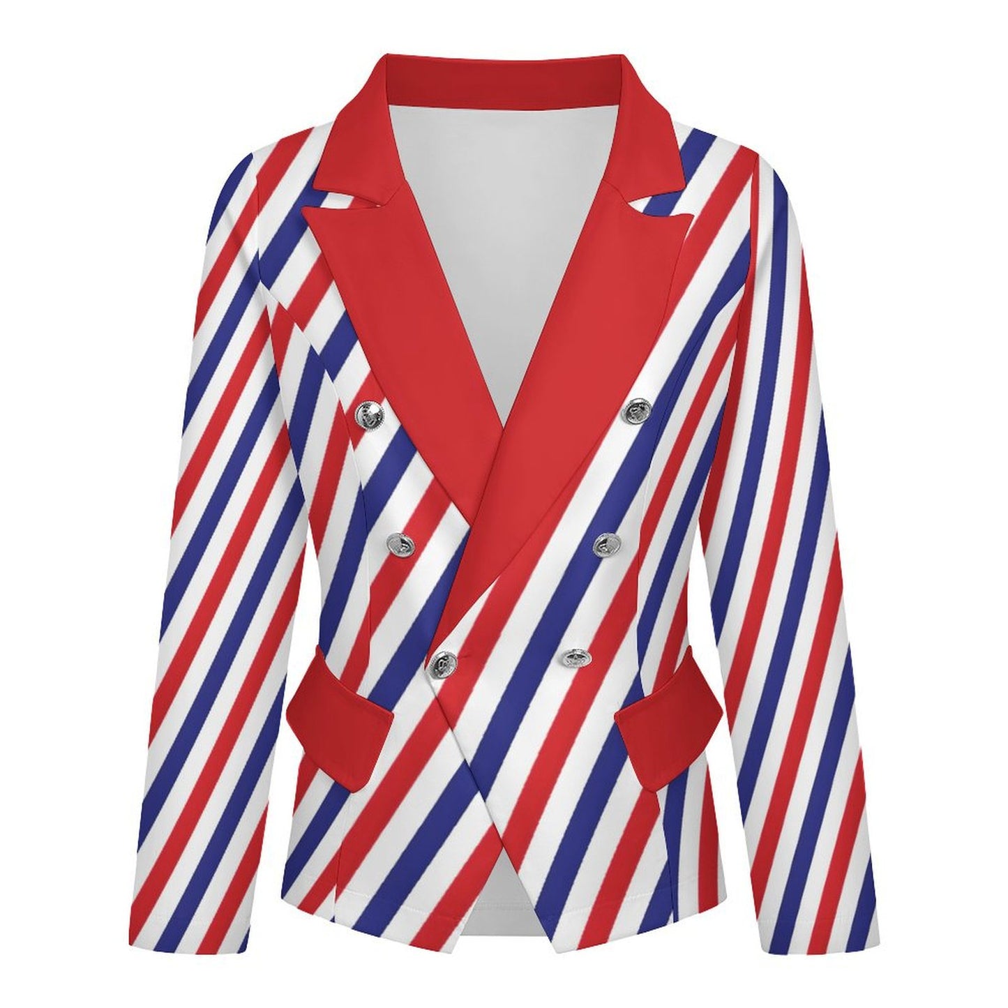 USA/American Flag Inspired Striped Pattern Women’s Double Breasted Blazer