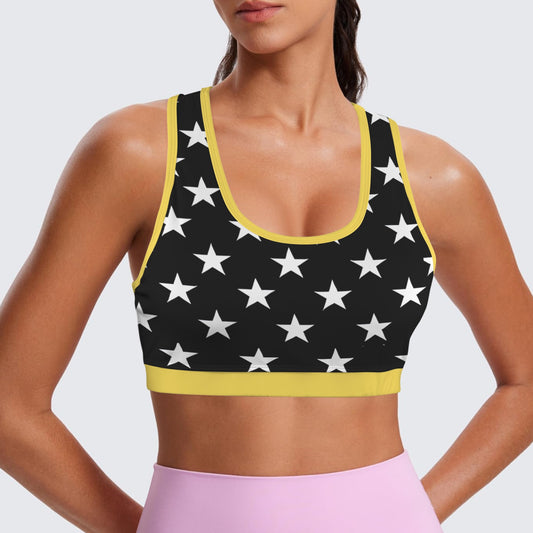 Thin Gold Line Flag Racerback Sports Bra