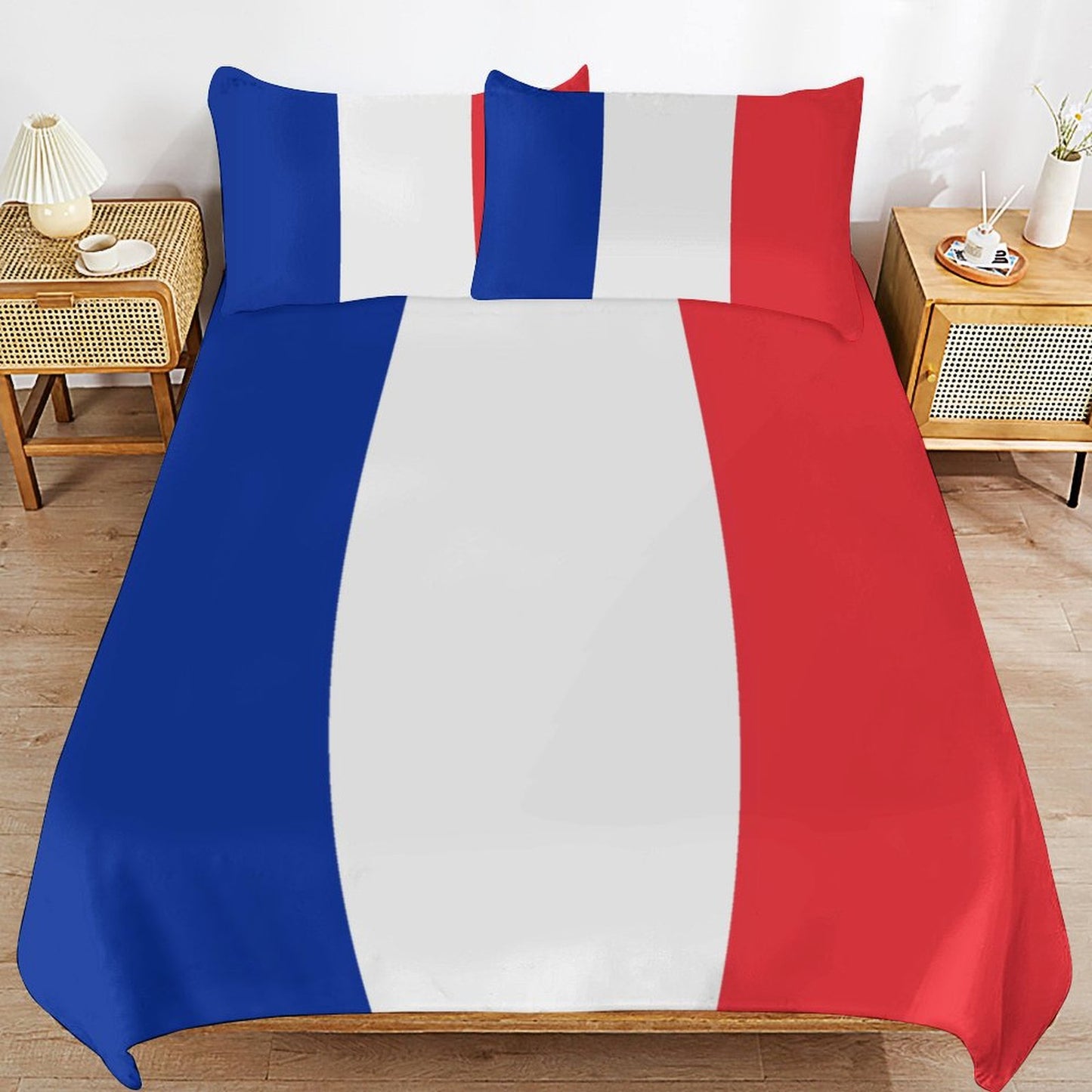 France Flag Inspired 3-Piece Bedding Set (1 Duvet Cover + 2 Pillow Shams) – 102"×90"