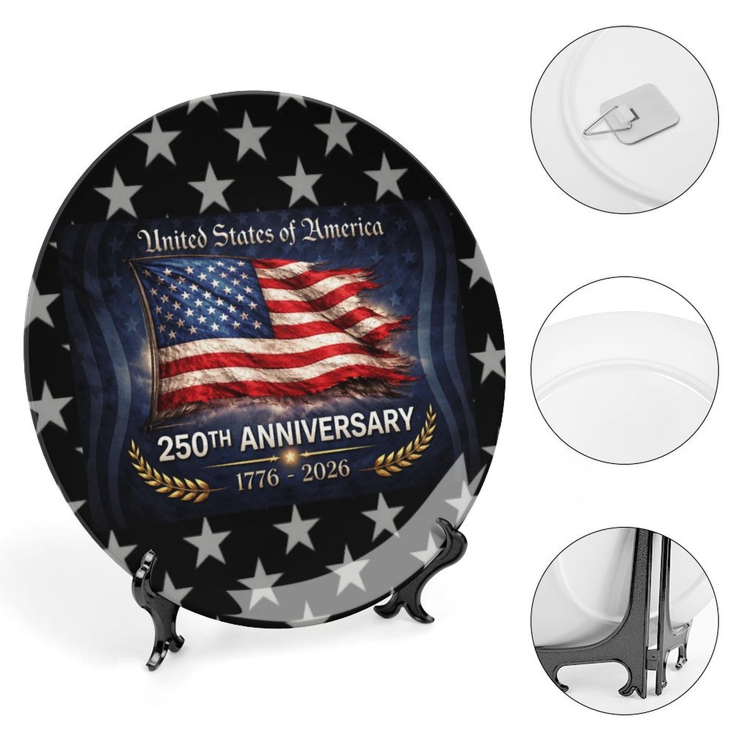 America 250 Anniversary USA/American Flag Inspired Bone China Decorative Plate