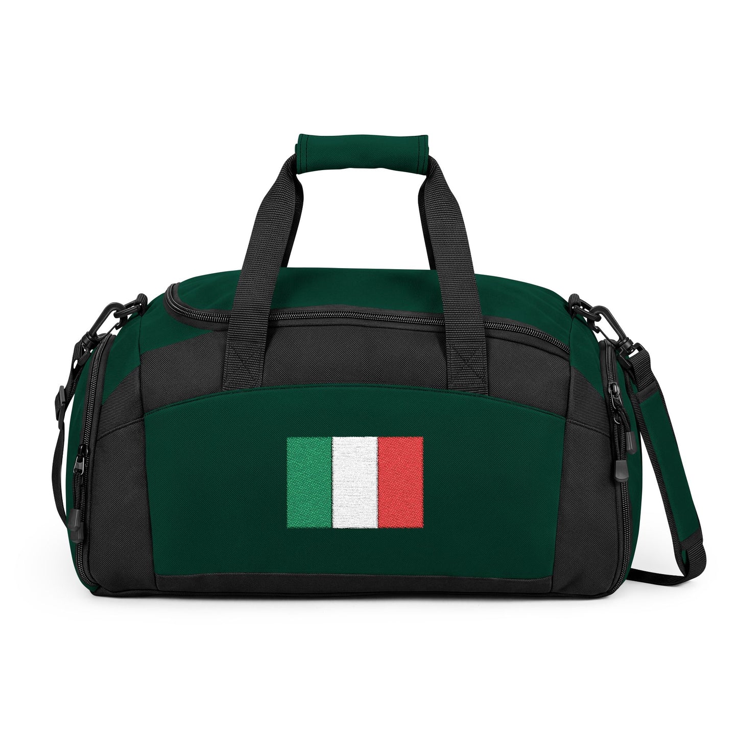Italy Flag Gym Bag — Black Duffle with Embroidered Italy Flag