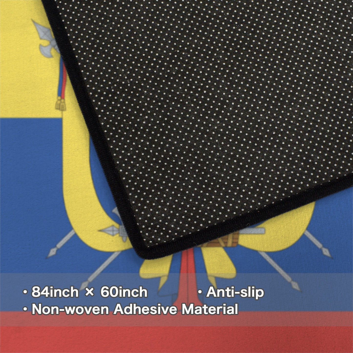 Ecuador Flag Inspired 84x60 Inch Area Rug with Black Binding (Made in the USA)