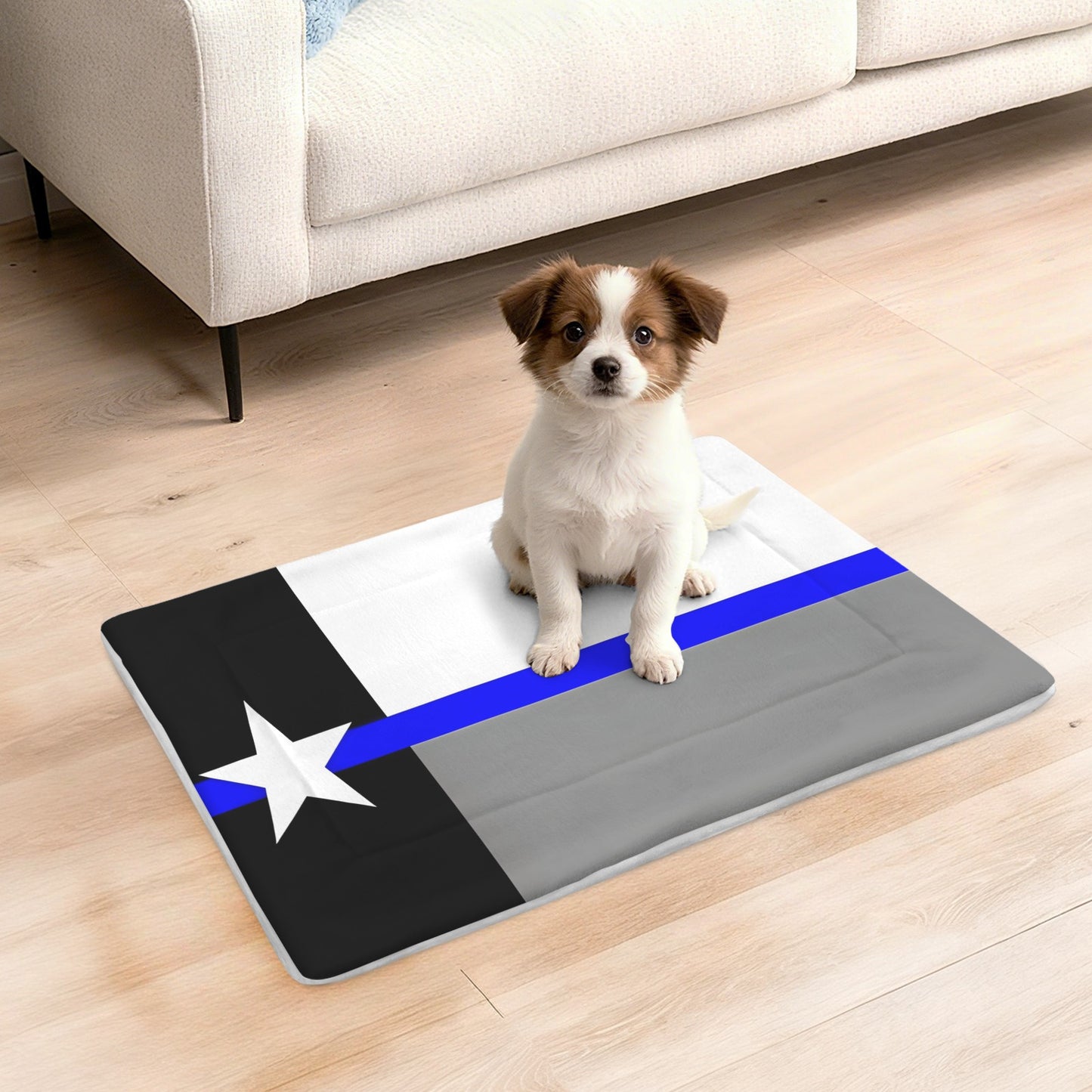 Thin Blue Line Flag Inspired Texas Flag Subdued Pet Mat 25x18inch (Made in the USA)