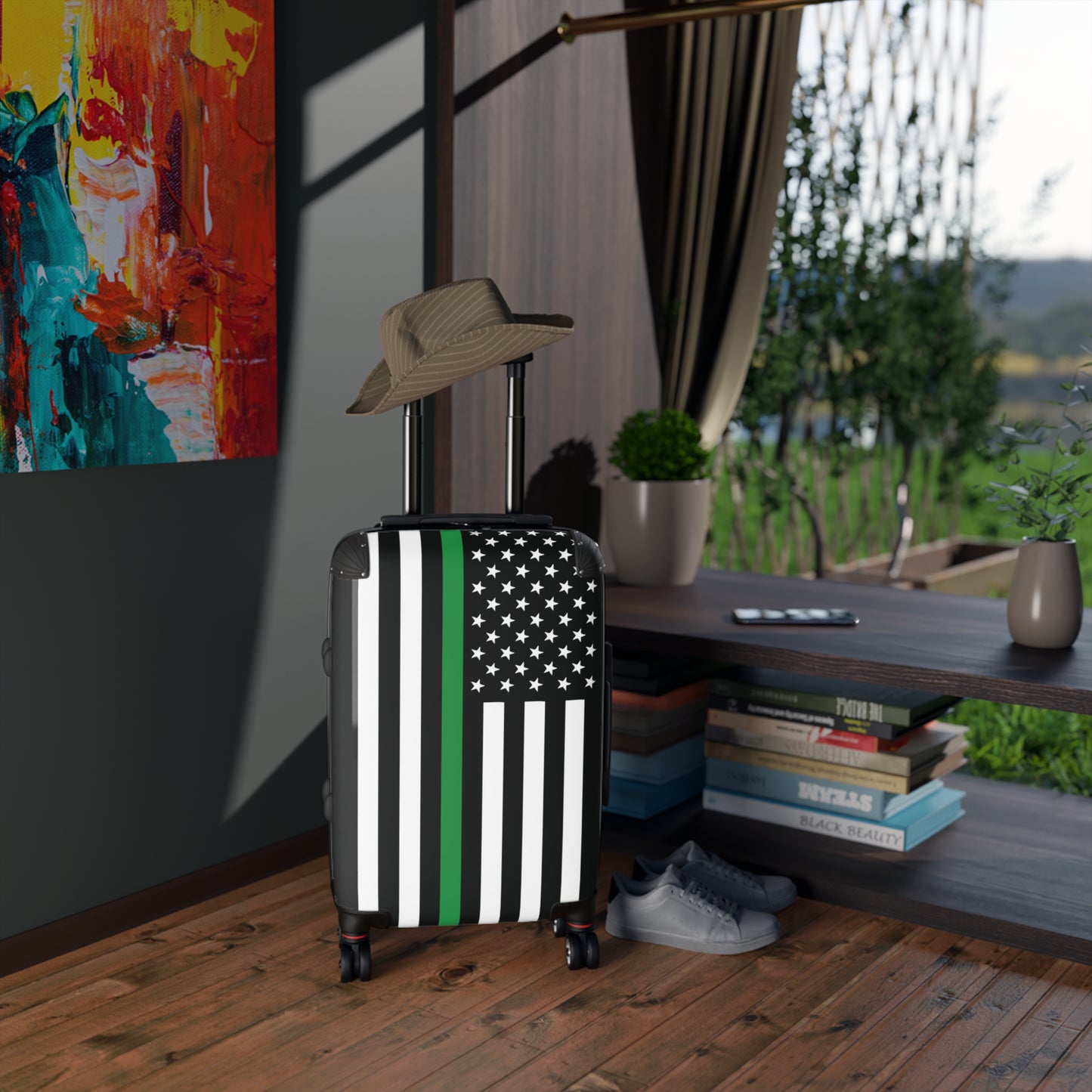 Thin Green Line Flag Inspired Suitcase