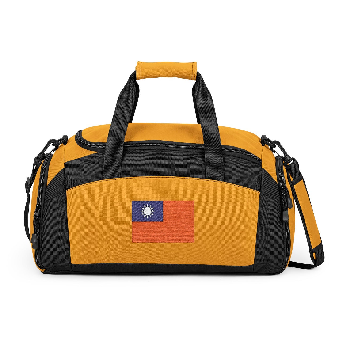 Taiwan Flag Gym Bag — Black Duffle with Embroidered Taiwan Flag
