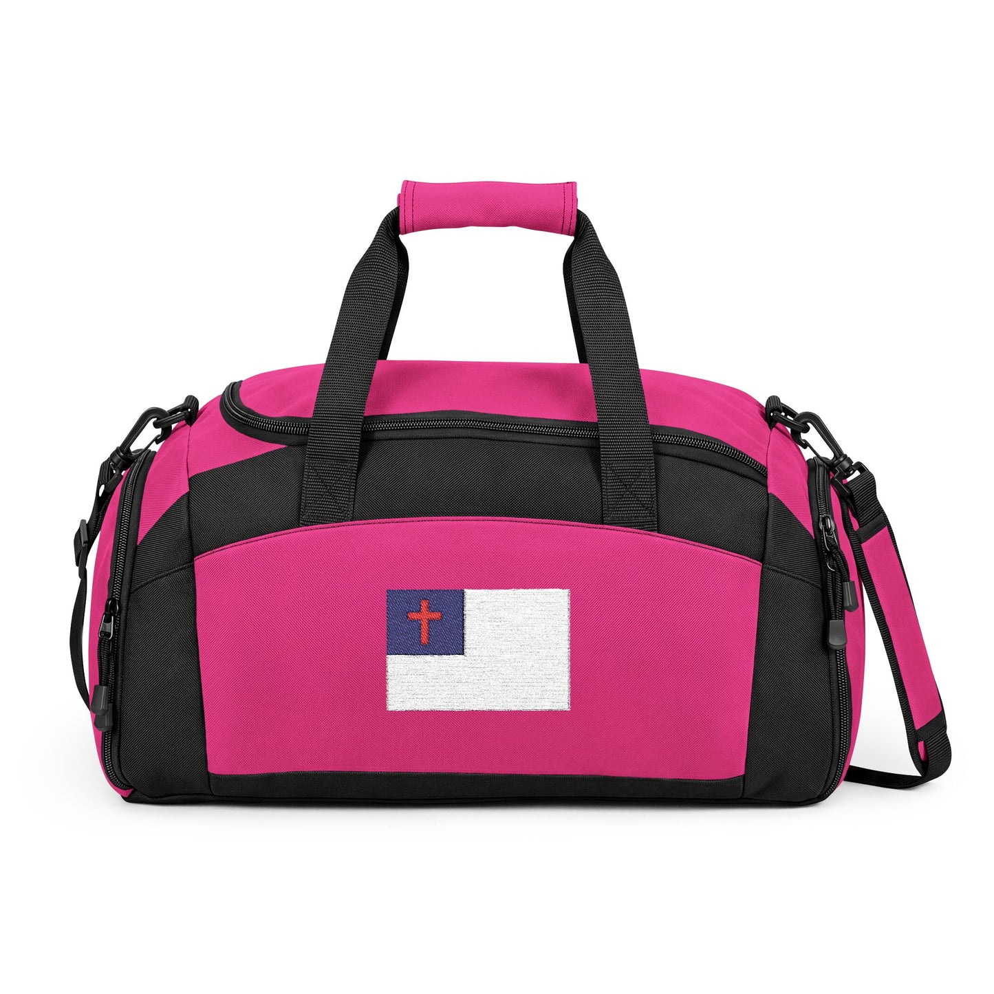 Christianl Flag Gym Bag — Black Duffle with Embroidered Christian Flag