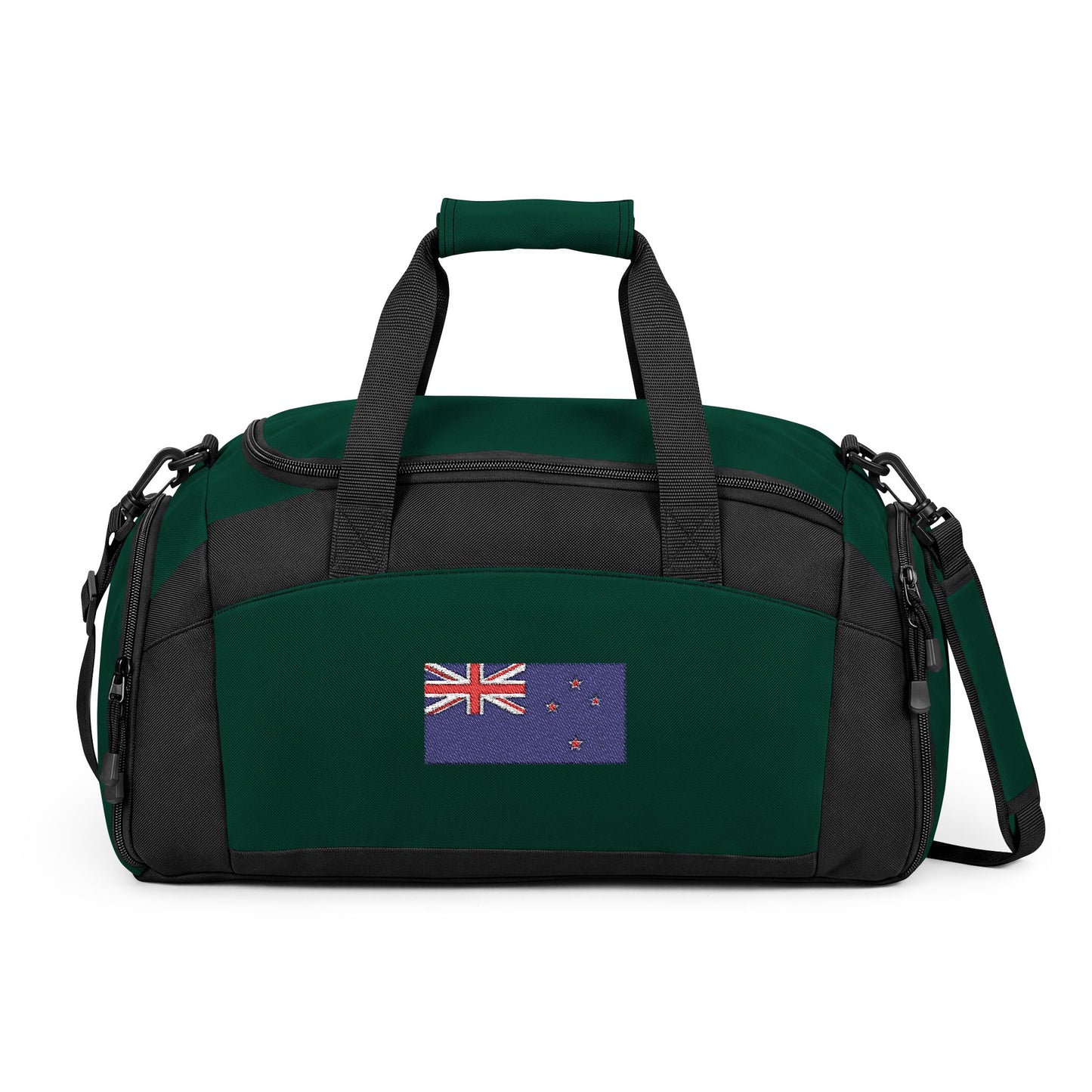 New Zealand Flag Gym Bag — Black Duffle with Embroidered New Zealand Flag