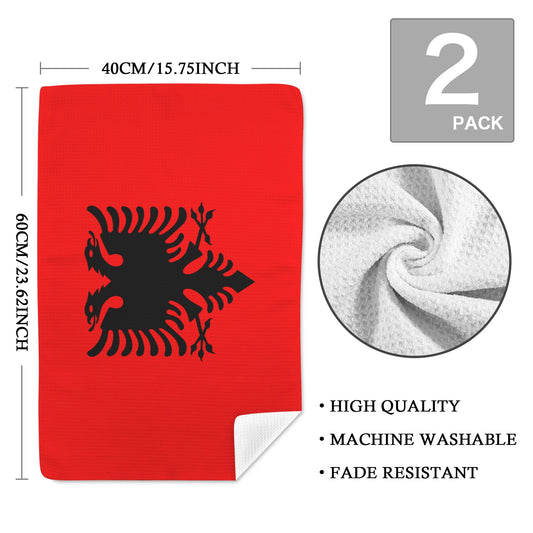 Albania Flag Inspired Kitchen Towel 40X60cm (Pack of 2) | Printed In the USA