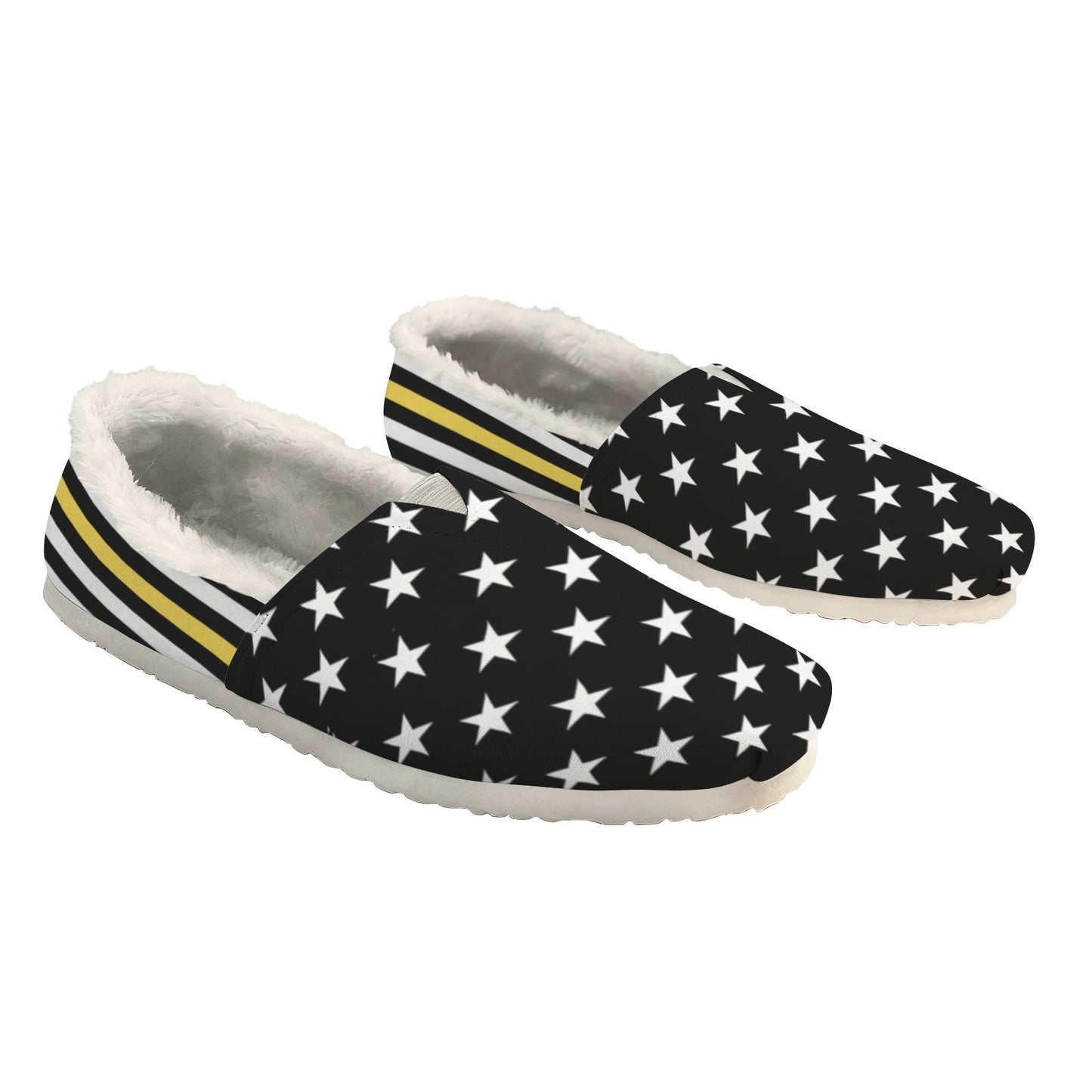 Thin Gold Line Flag Inspired Women's Fleece-Lined Canvas Slip-On