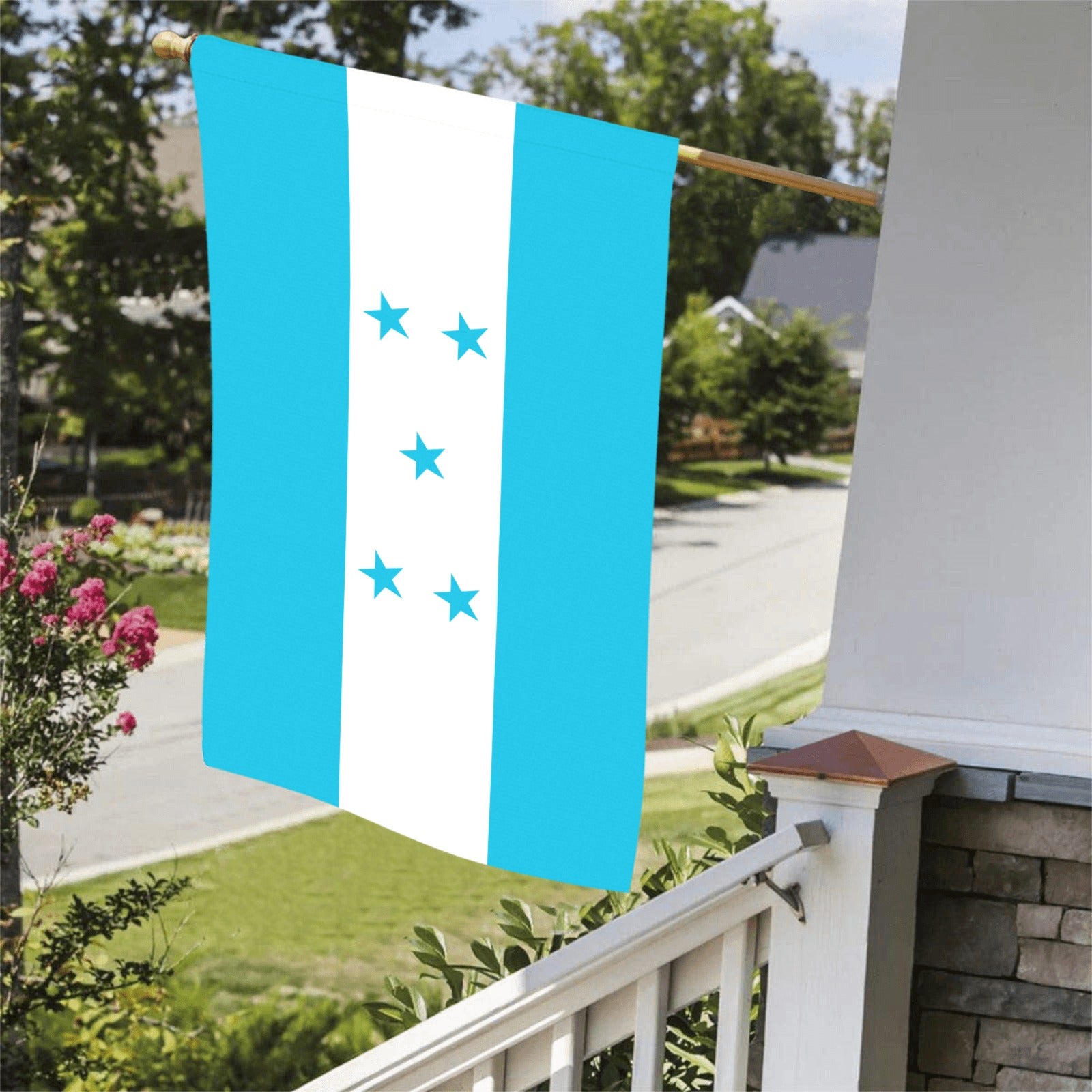 Luv My Flag: Honduras flag displayed on a porch.