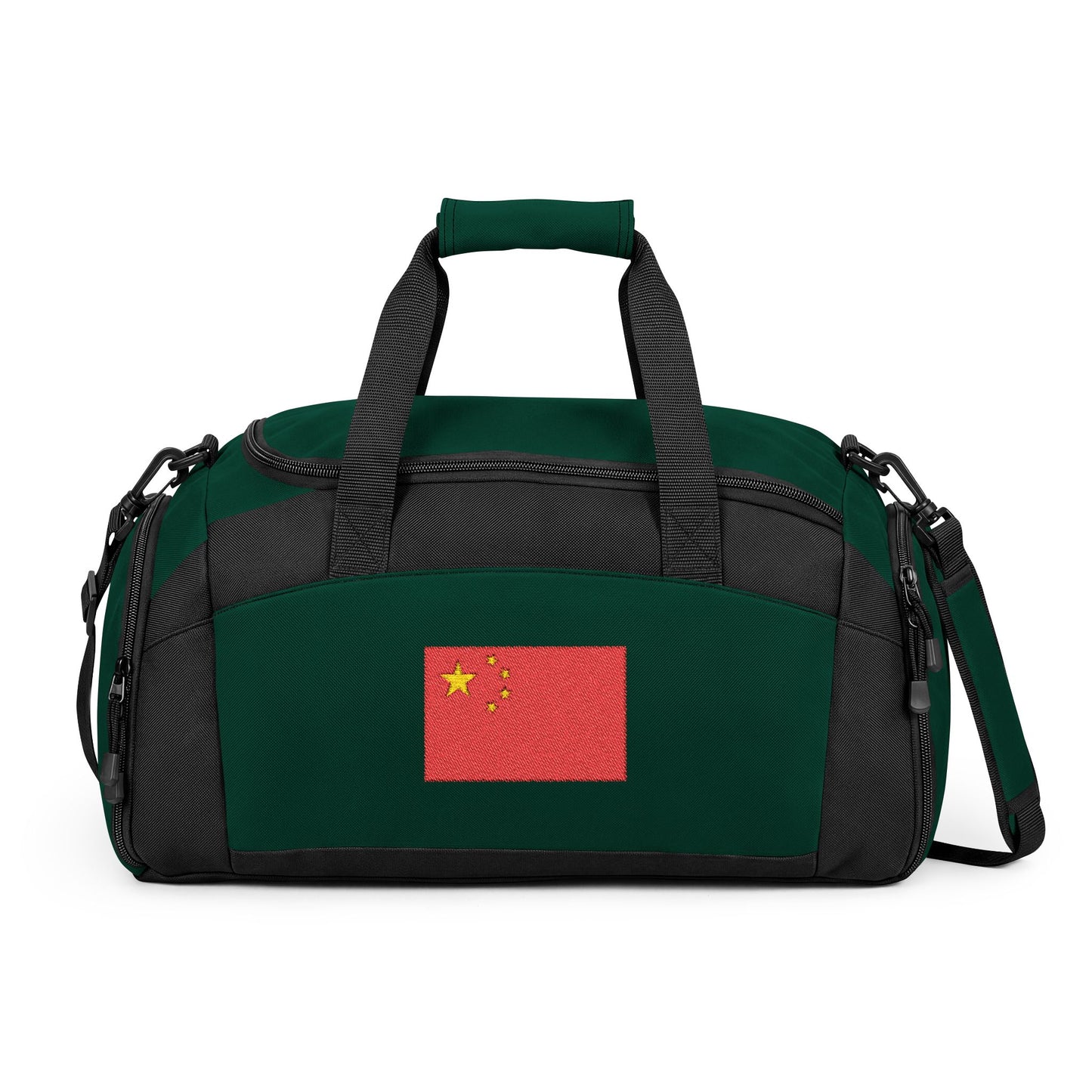 China Flag Gym Bag — Black Duffle with Embroidered China Flag