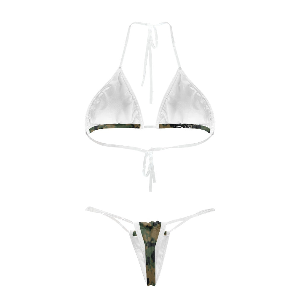 Thin Green Line Eagle on Digital Camo Transparent String Thong Bikini