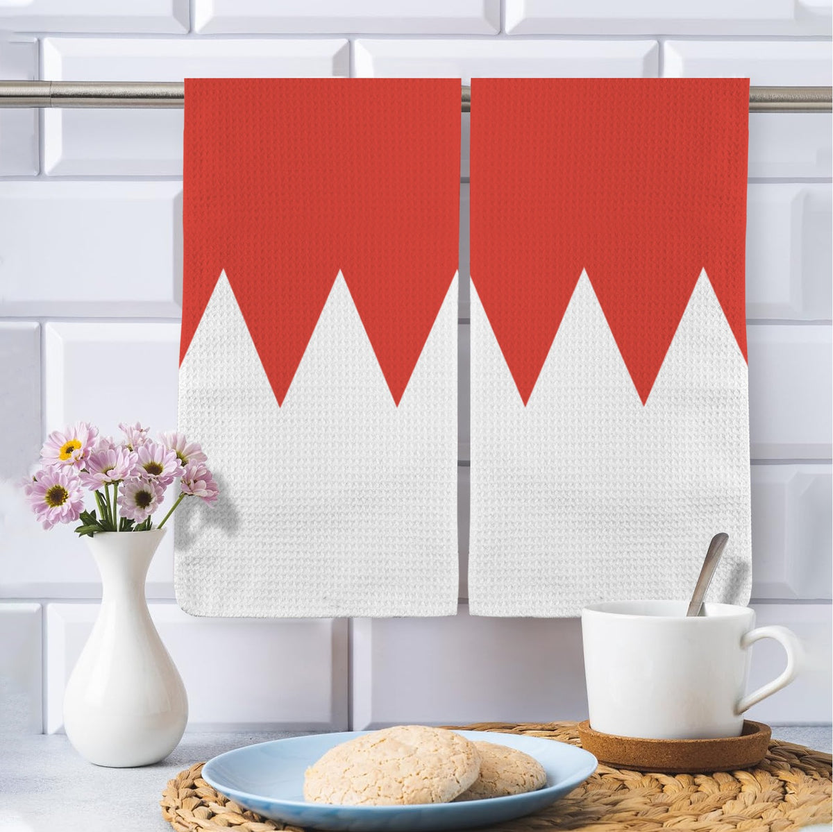 Bahrain Flag Inspired Kitchen Towel 40X60cm (Pack of 2) | Printed In the USA