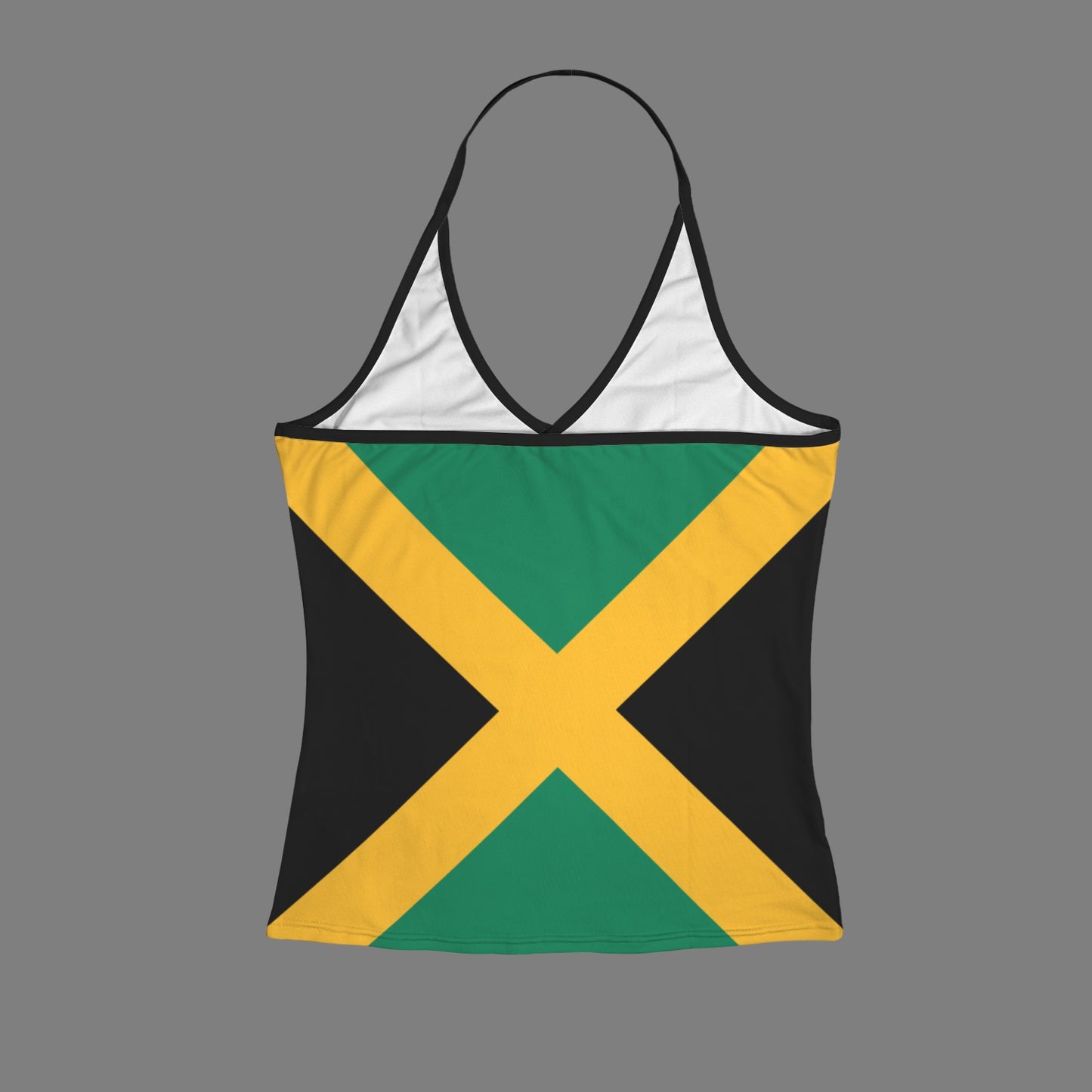 Jamaica Flag Inspired V-neck Halter Open Back Tank Top