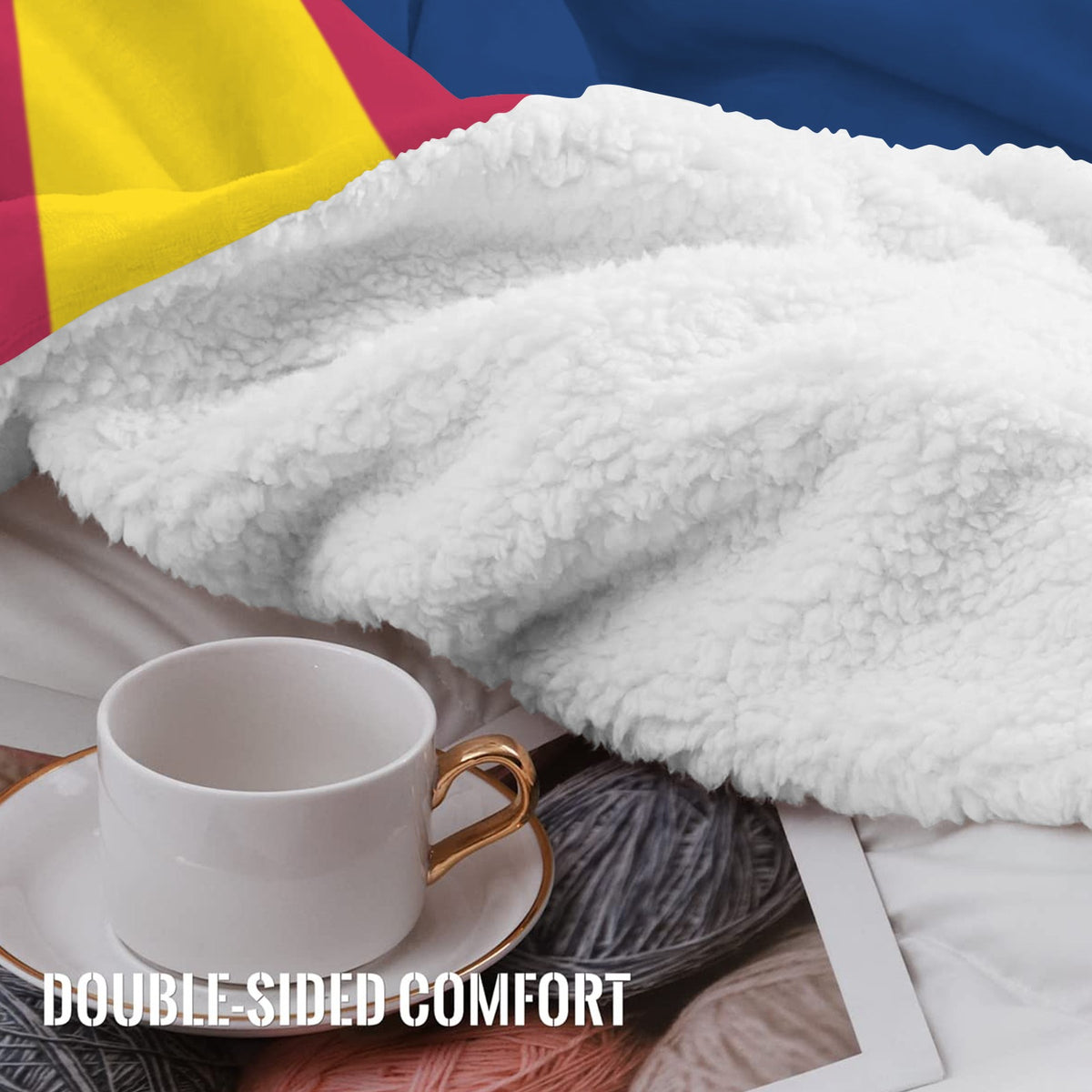 Arizona Flag Inspired Sherpa Fleece Blanket 90" x 108" | Prtinted in the USA