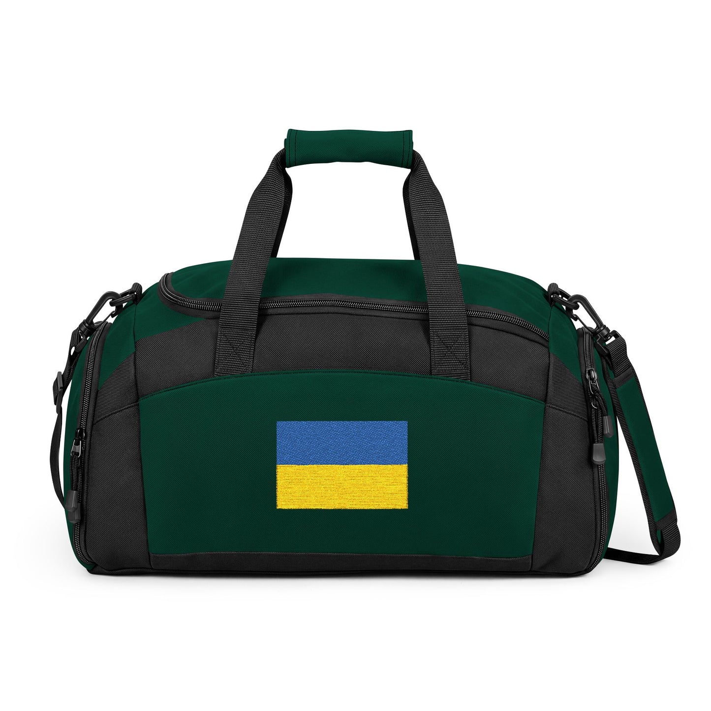 Ukraine Flag Gym Bag — Black Duffle with Embroidered Ukraine Flag