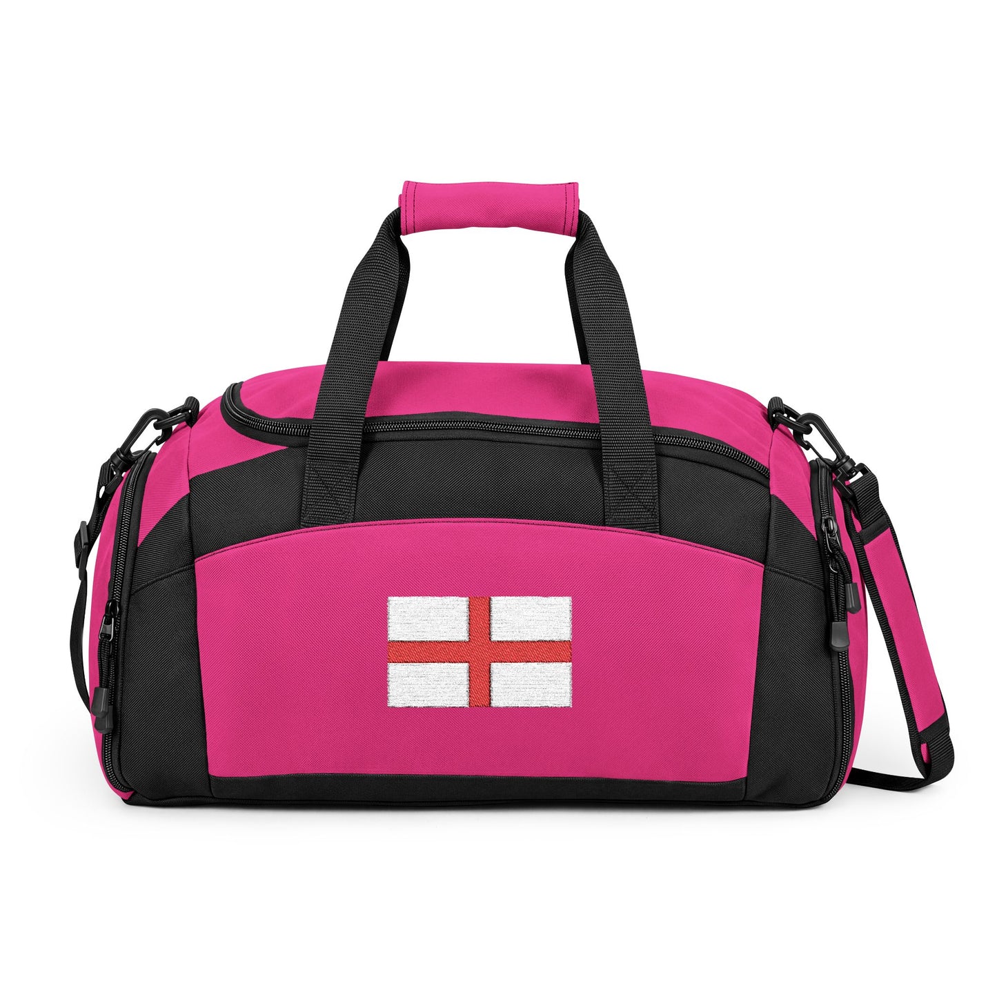 England Flag Gym Bag — Black Duffle with Embroidered England Flag