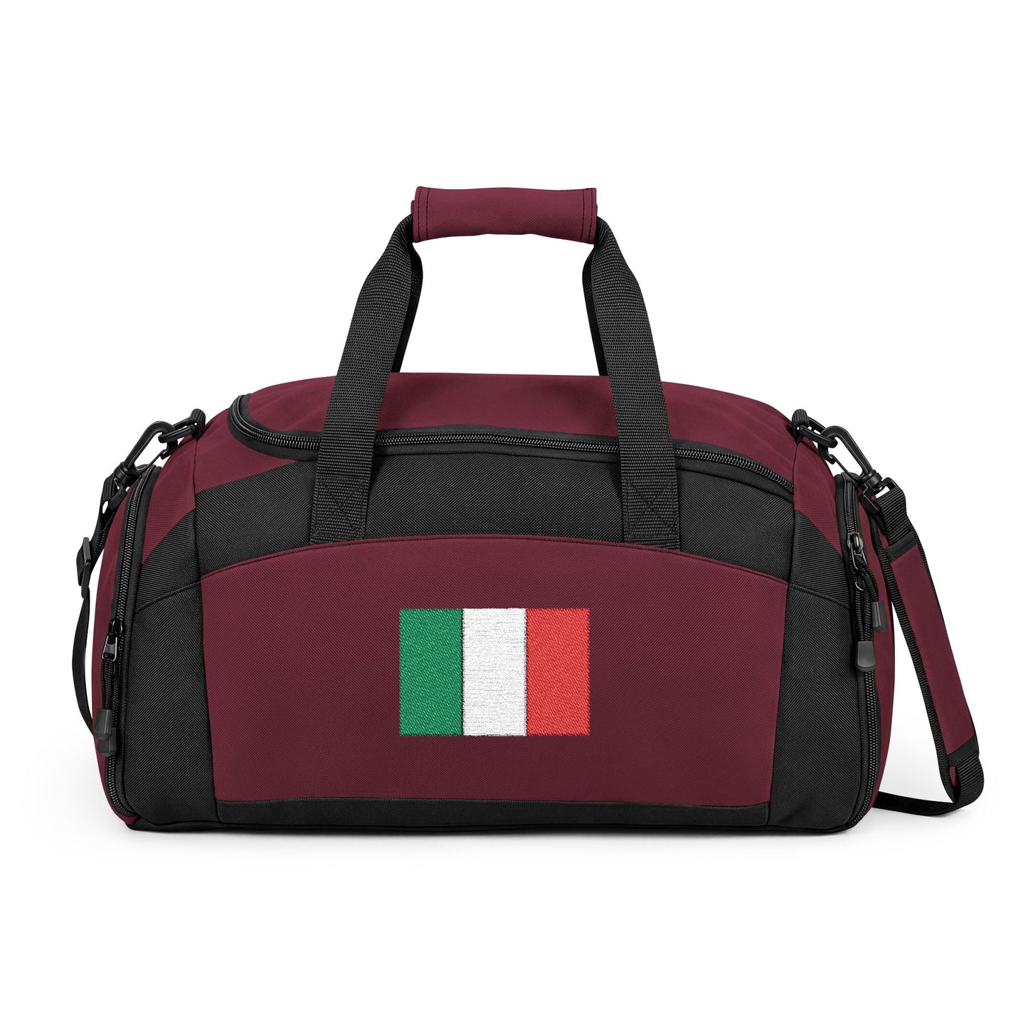 Italy Flag Gym Bag — Black Duffle with Embroidered Italy Flag