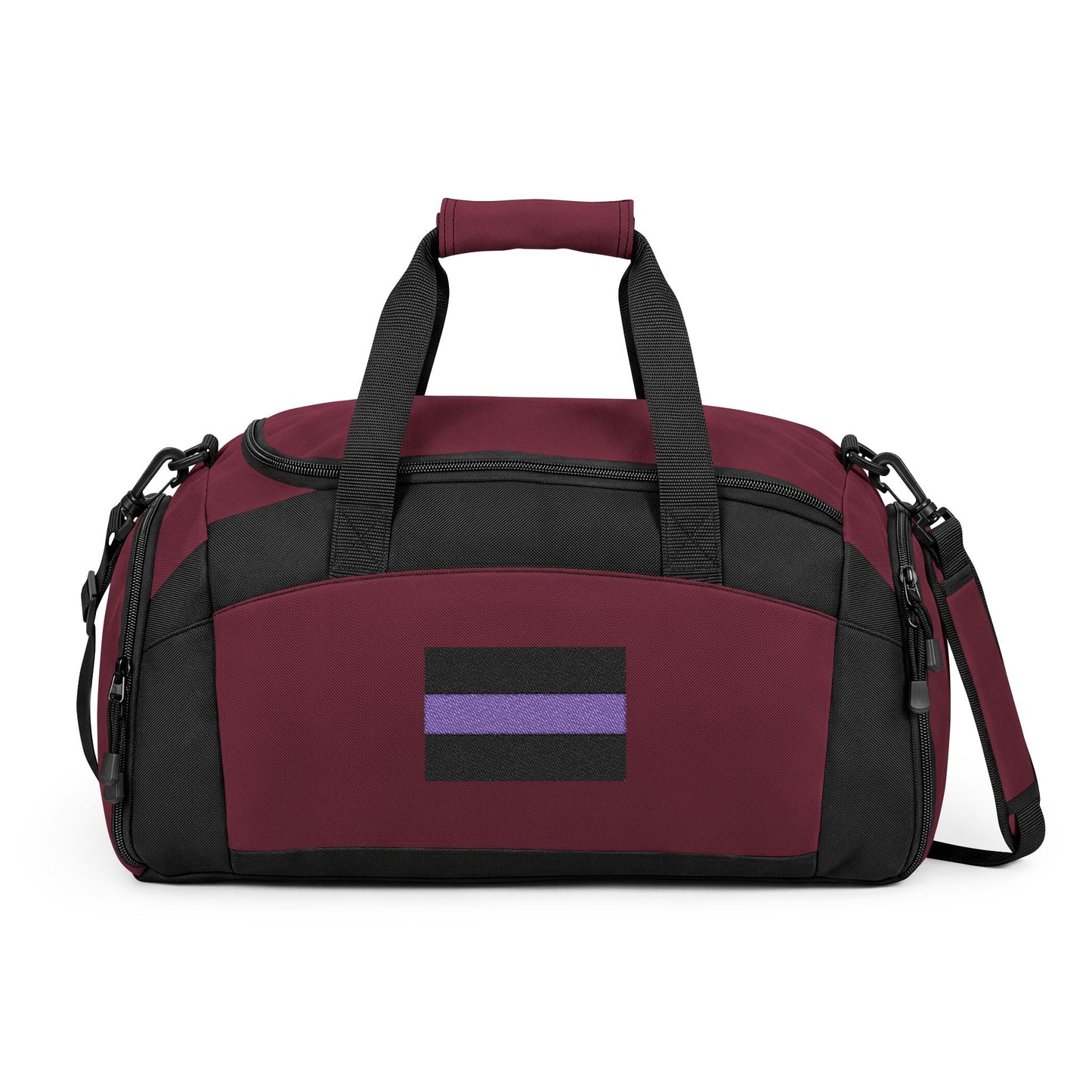 Thin Blue Line Flag Gym Bag — Black Duffle with Embroidered Thin Blue Line Flag (Style-2)