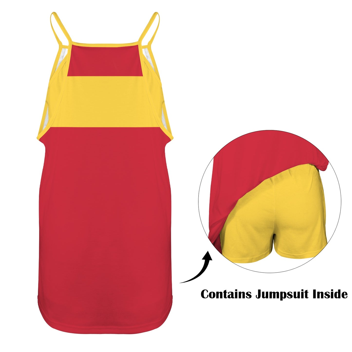 Spain Flag Inspired Women's Double-Layered Camisole Dress