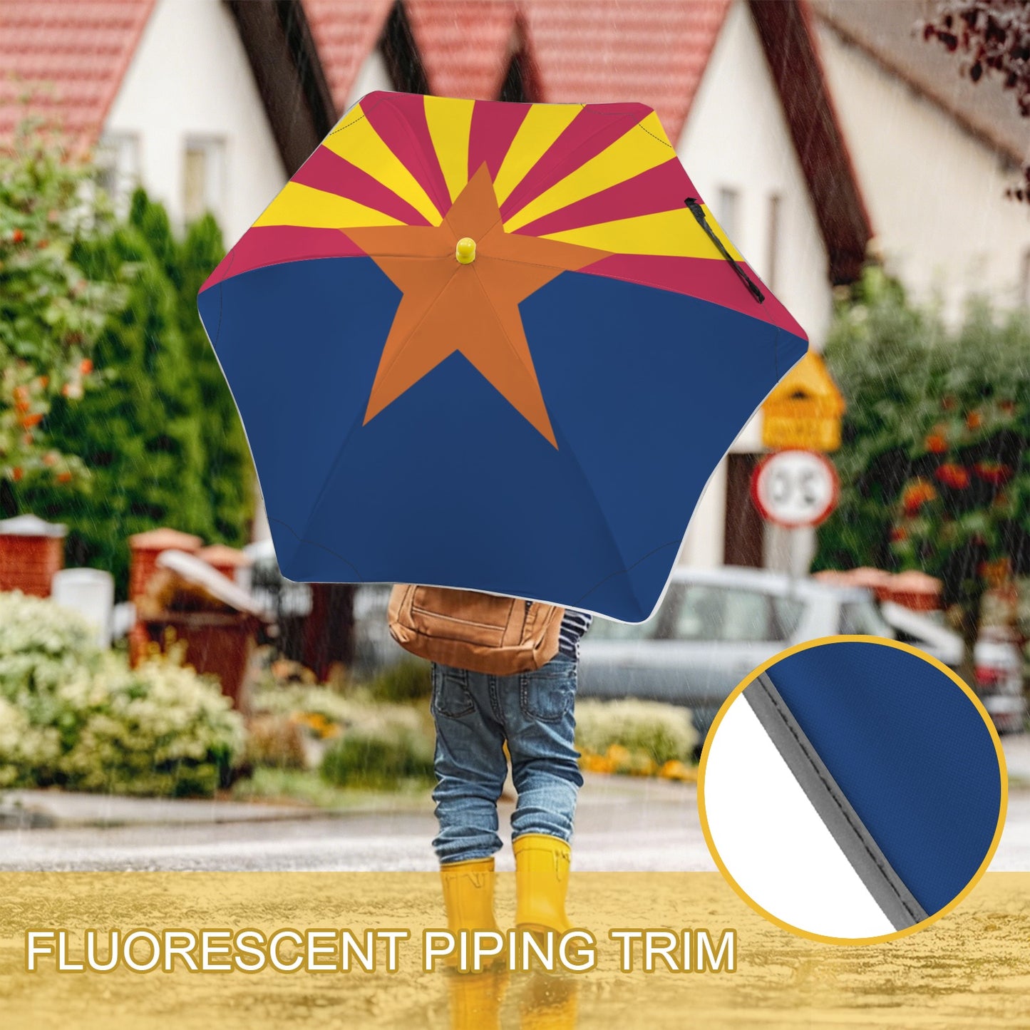 Arizona Flag Inspired Kids Safe Round Corner Umbrella