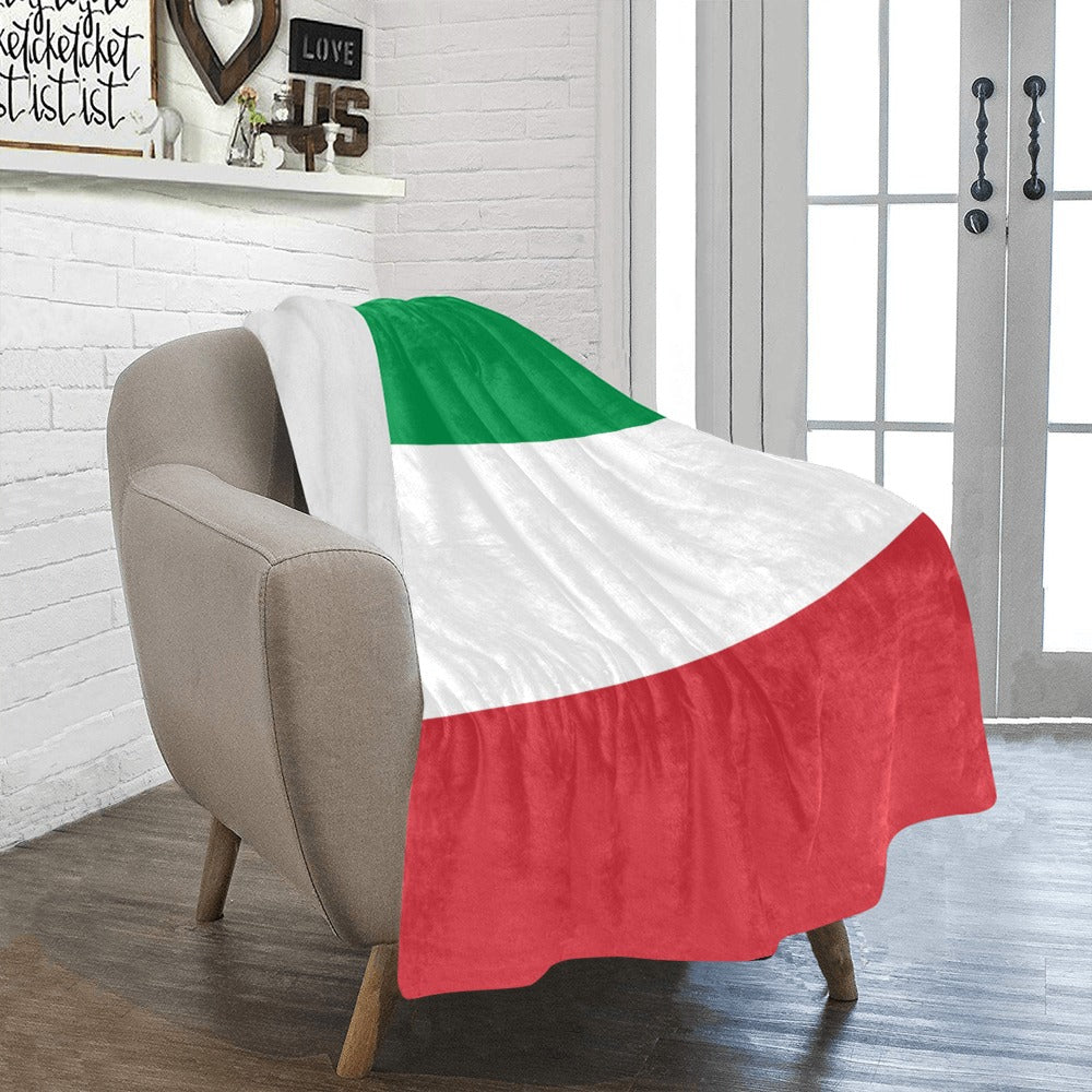 Cozy chair with Luv My Flag Italian flag blanket.