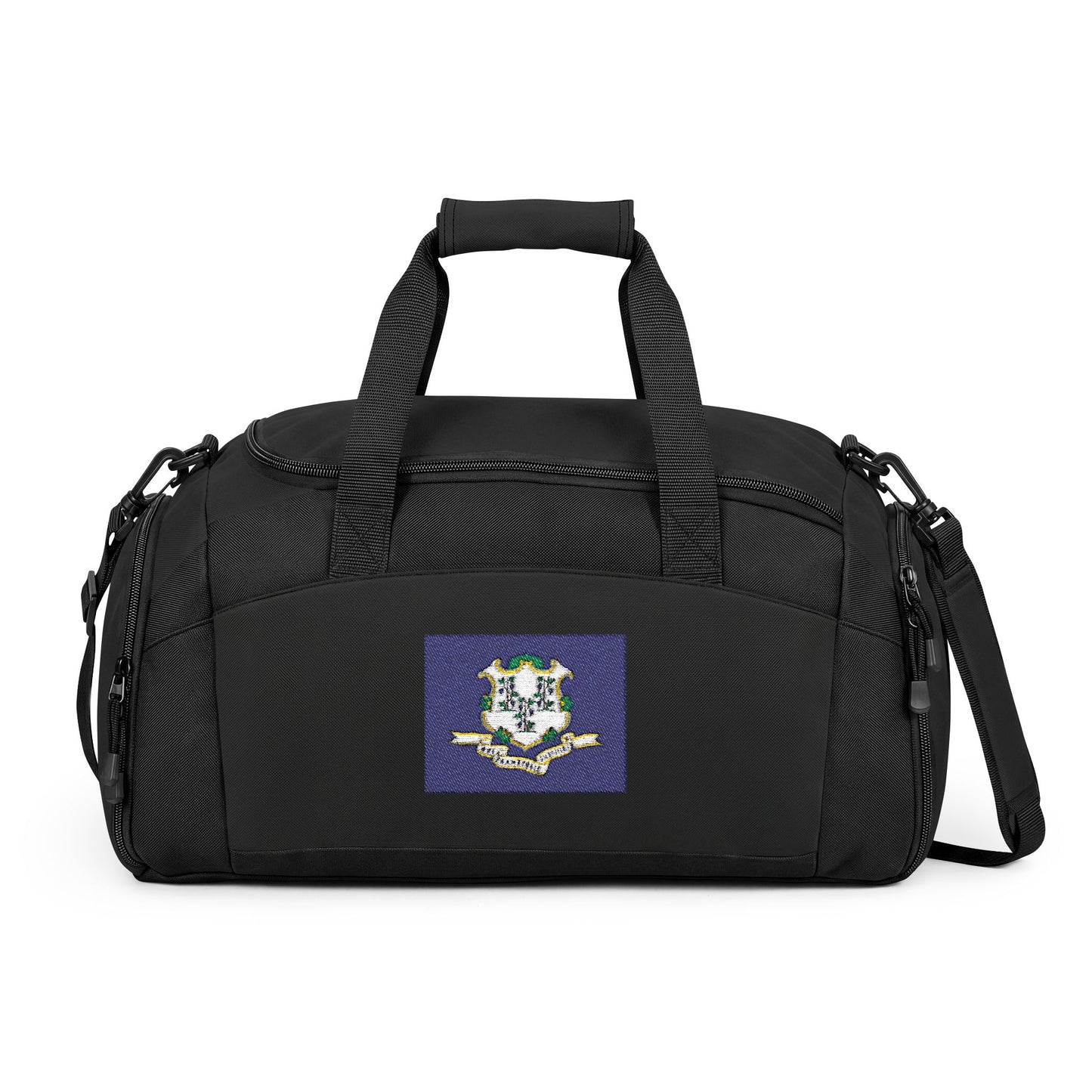 Connecticut Flag Gym Bag — Black Duffle with Embroidered Connecticut Flag