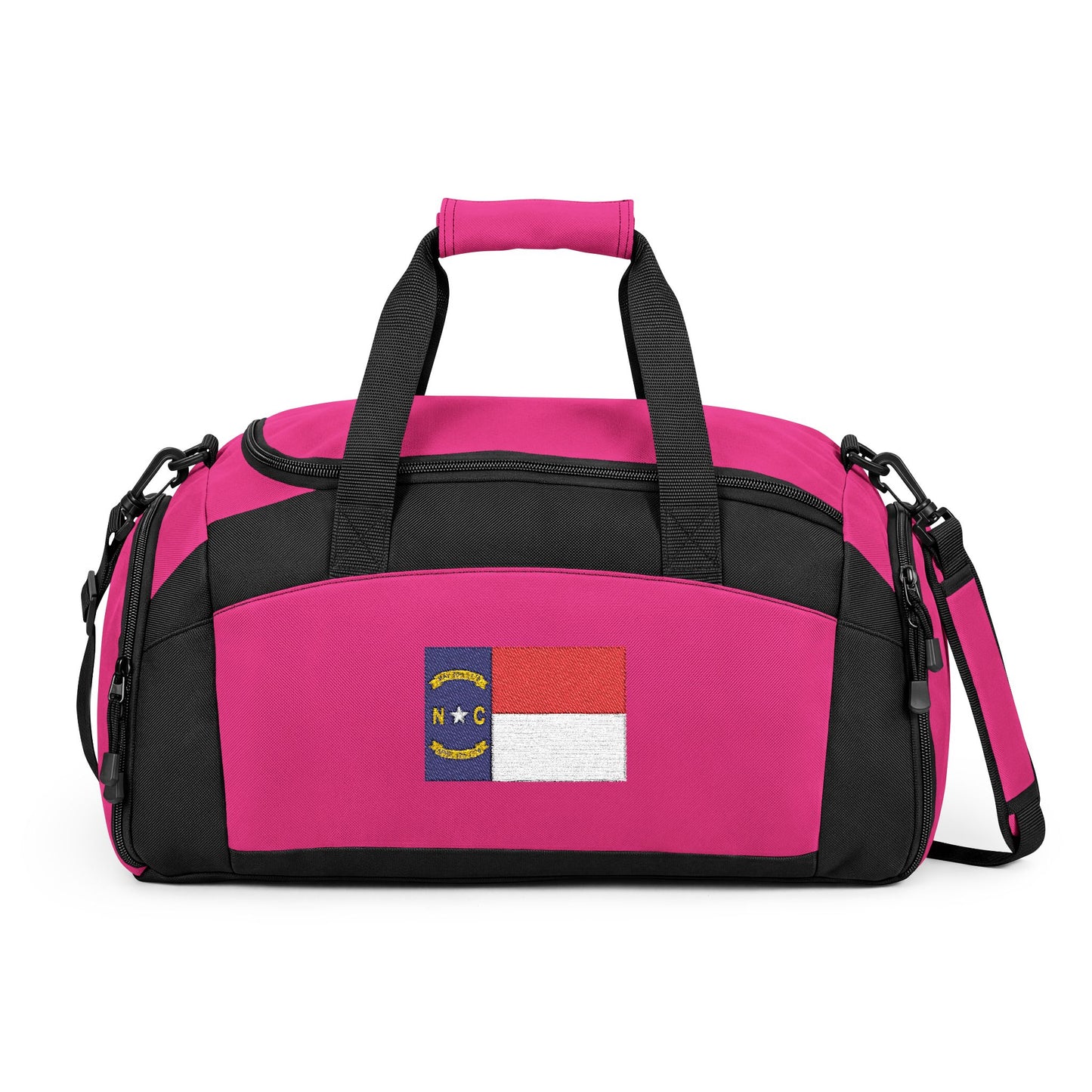 North Carolina Flag Gym Bag — Black Duffle with Embroidered North Carolina Flag