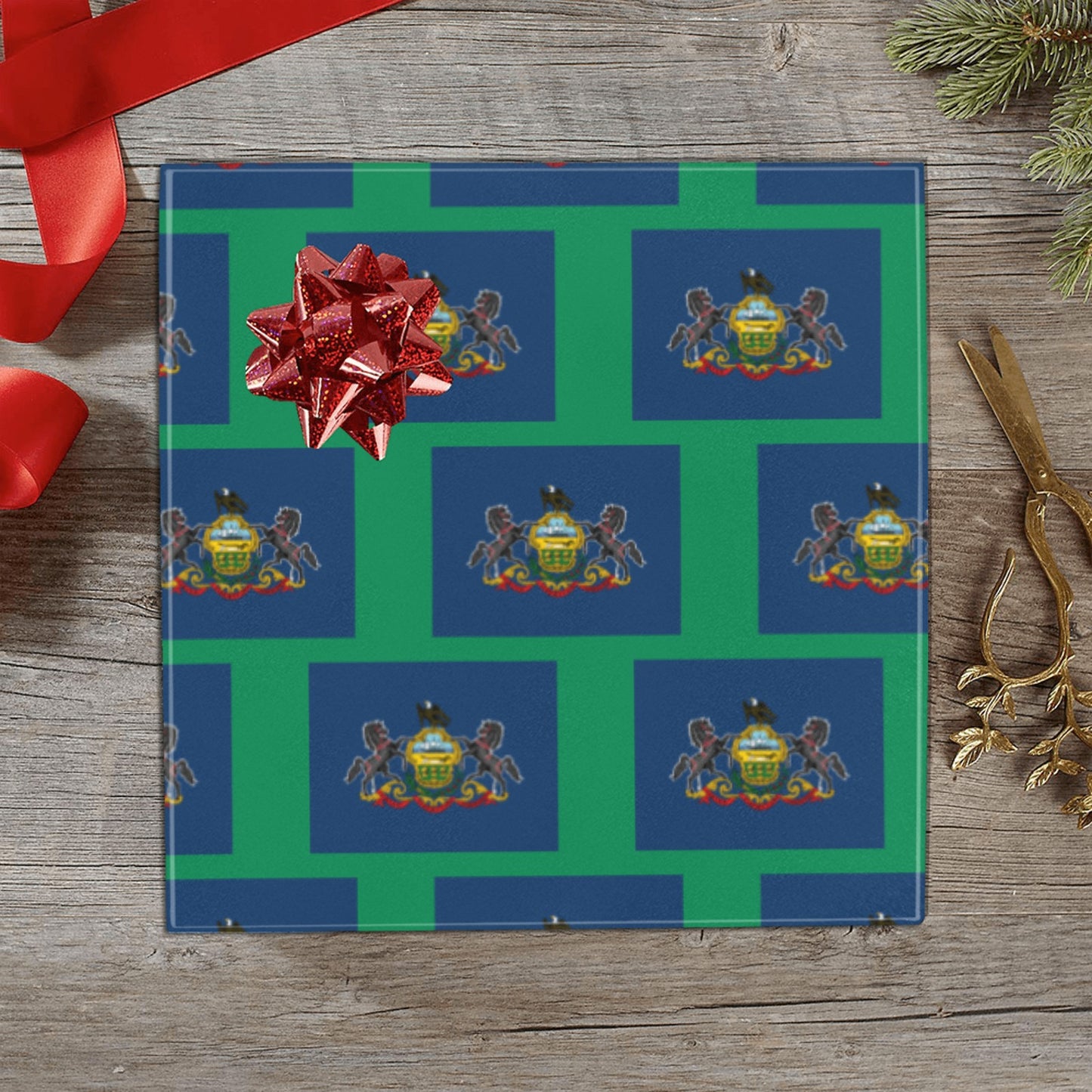 Pennsylvania Flag Custom Gift Wrapping Paper 58"x 22.5" (4 Rolls)