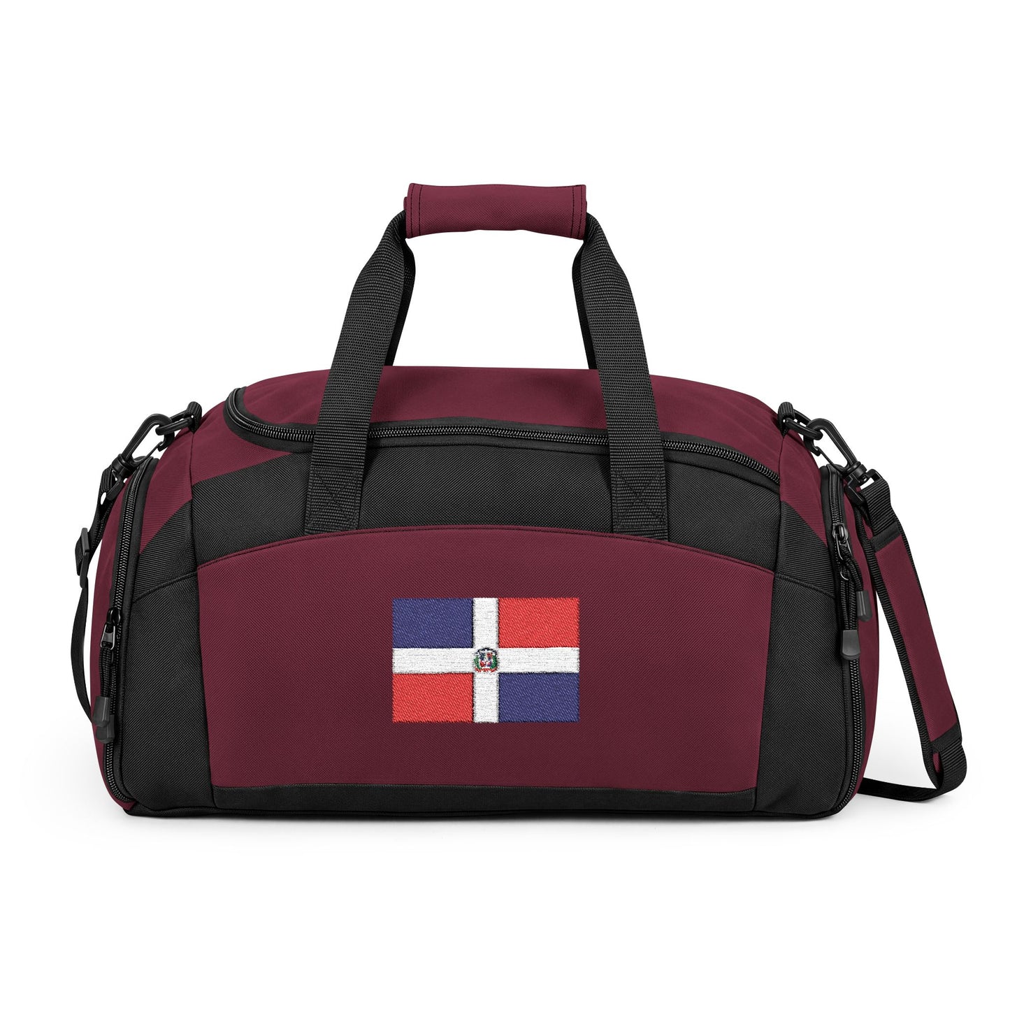 Dominican Republic Flag Gym Bag — Black Duffle with Embroidered Dominican Republic Flag