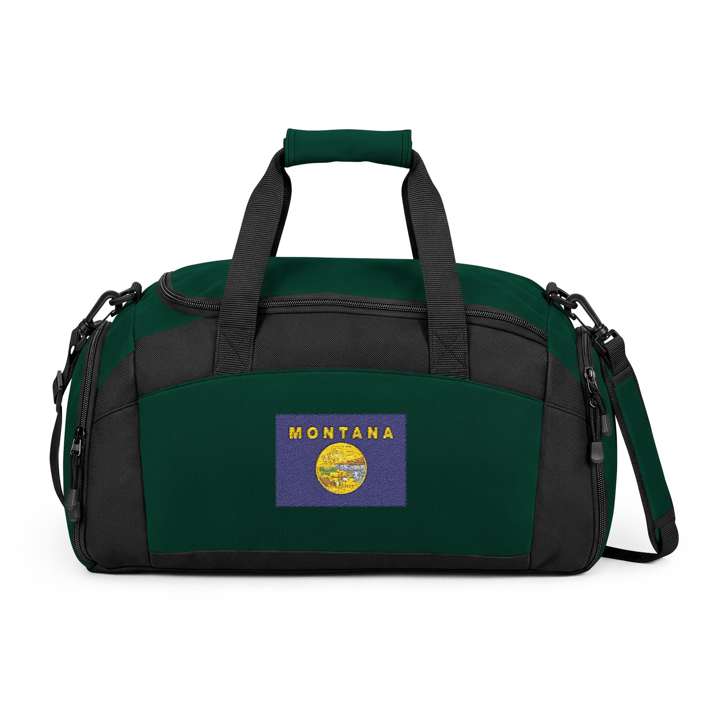 Montana Flag Gym Bag — Black Duffle with Embroidered Missouri Flag