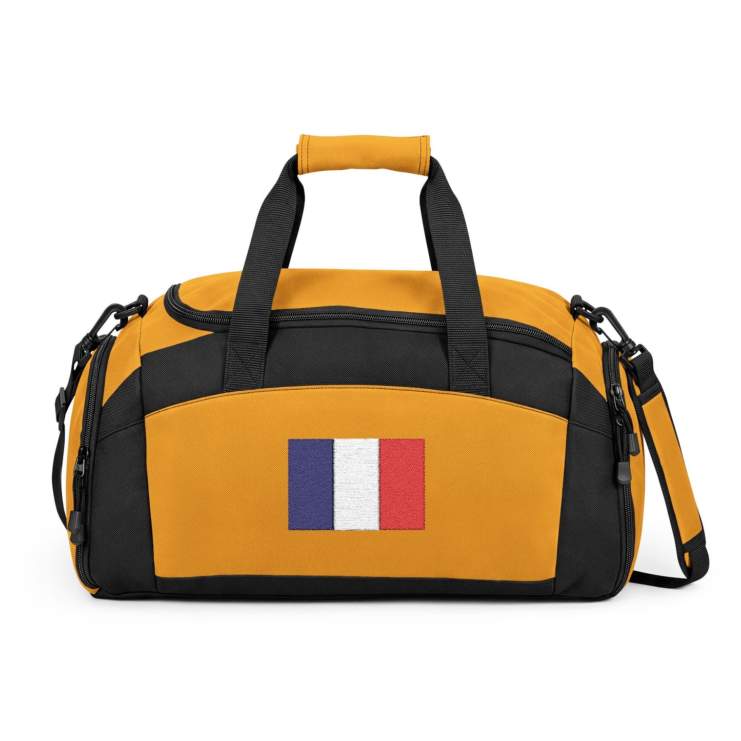 France Flag Gym Bag — Black Duffle with Embroidered France Flag