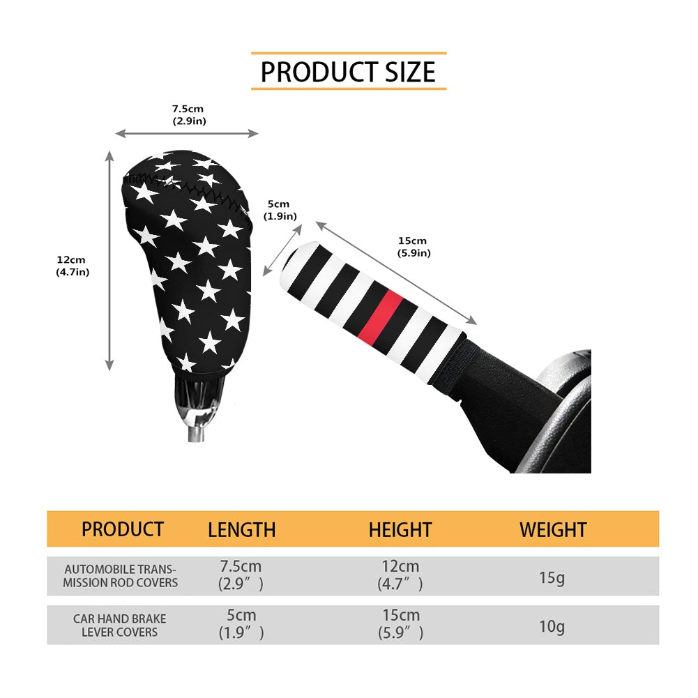 Thin Red Line Flag Inspired Gear Lever Cover+Hand Brake Cover